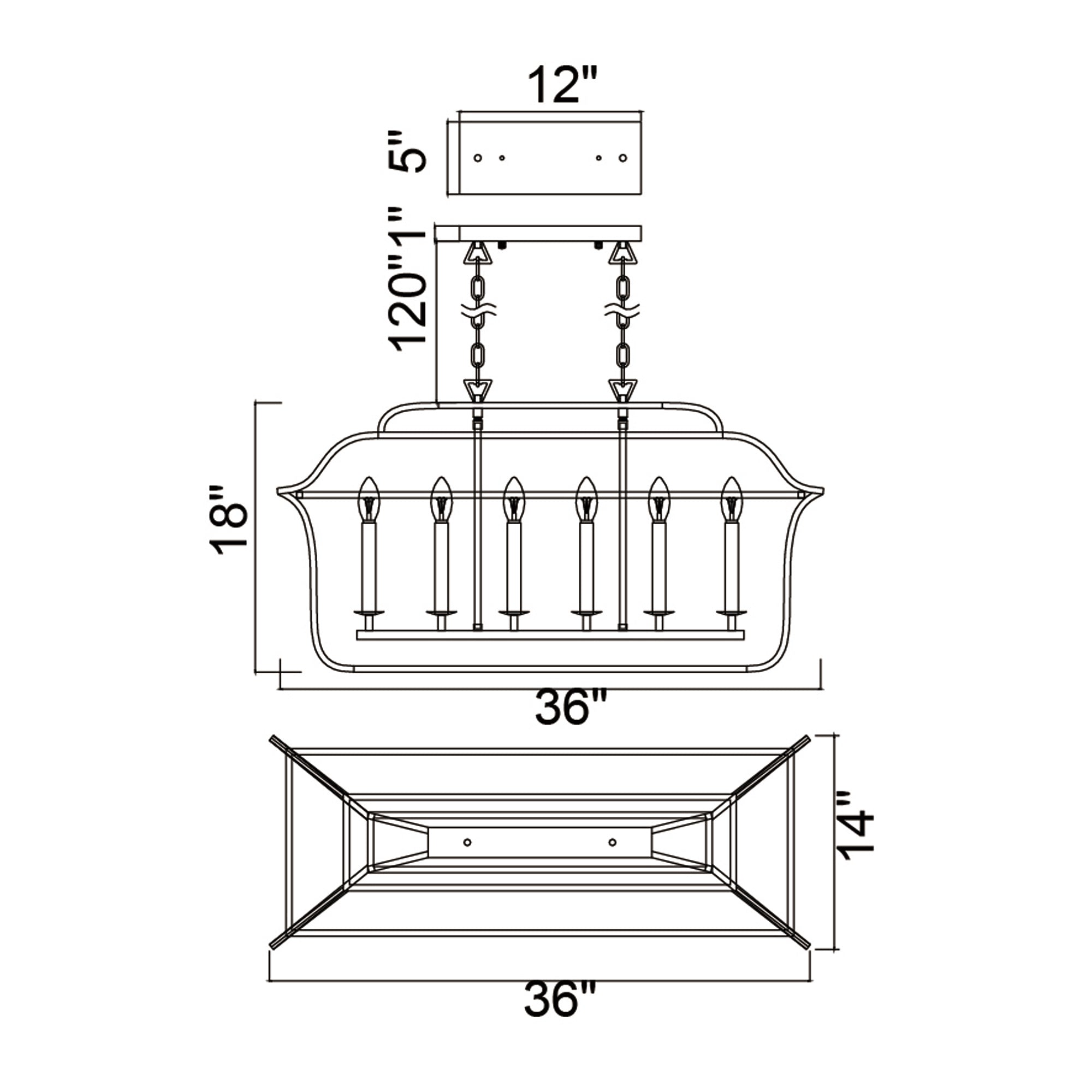 Tudor 6 Light 36in Satin Gold & Black Chandelier