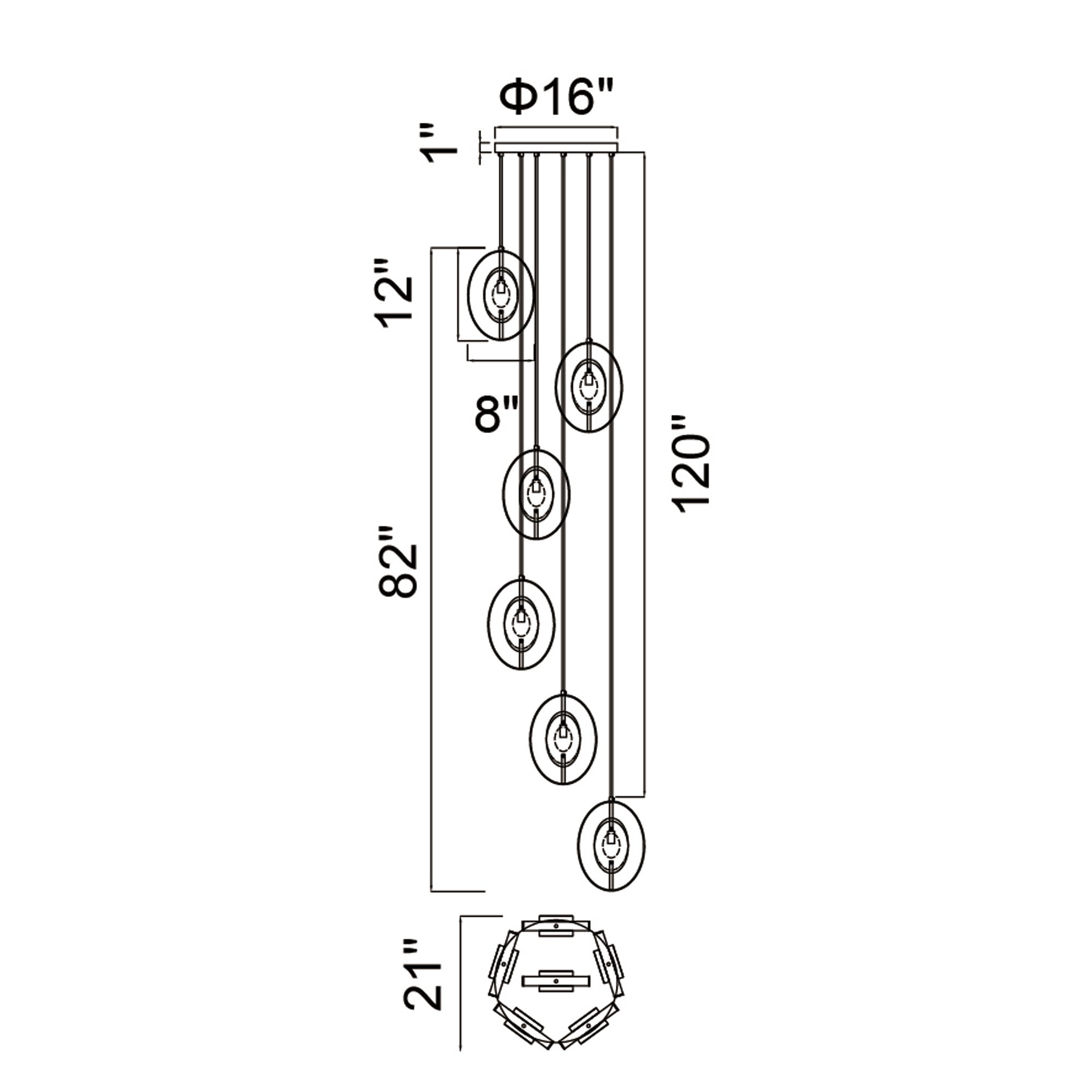 Iris 6 Light Pendant With Sun Gold Finish