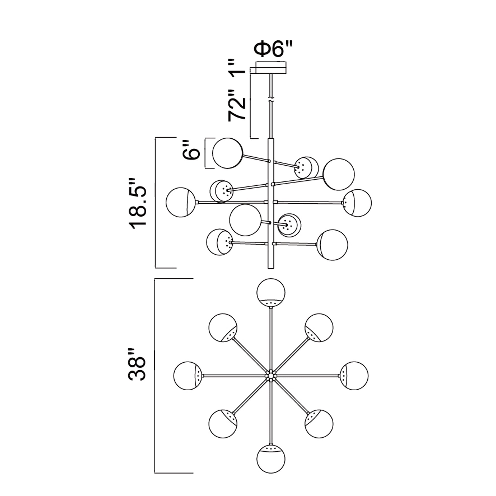 Compass 10 Light Medallion Gold Chandelier