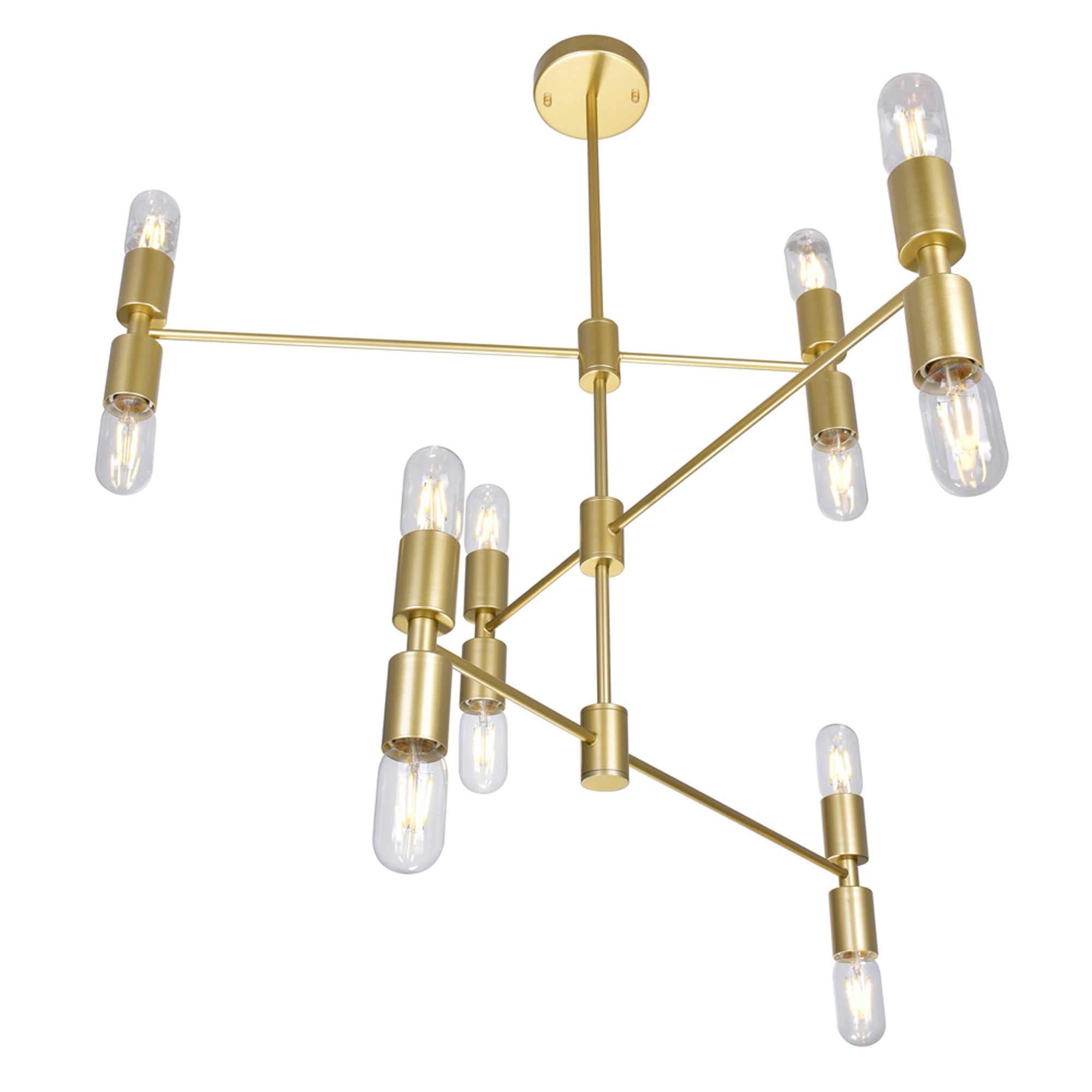 Hand Crank 12 Light Medallion Gold Chandelier