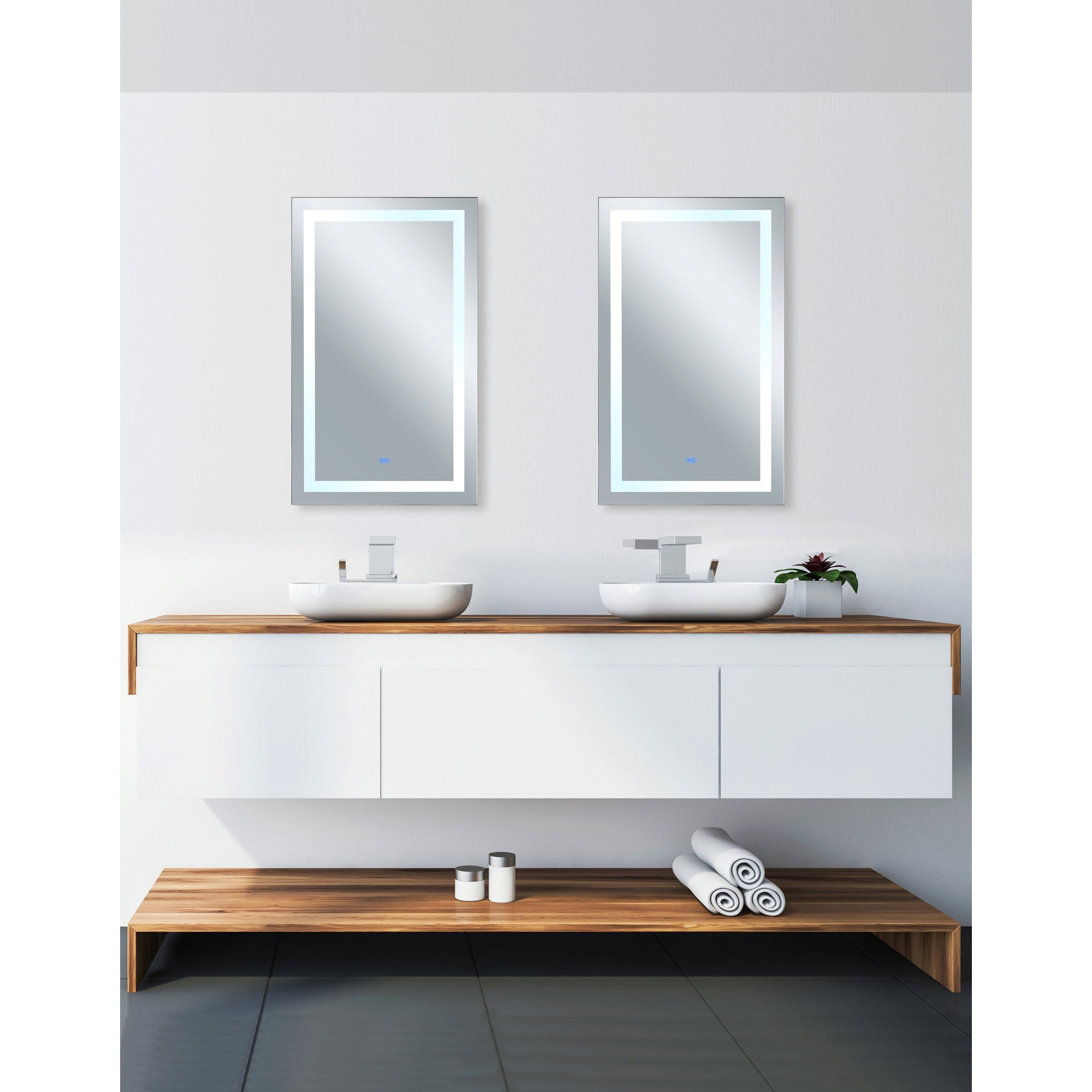 Abril Rectangular 30x49in Matte White Integrated LED Mirror