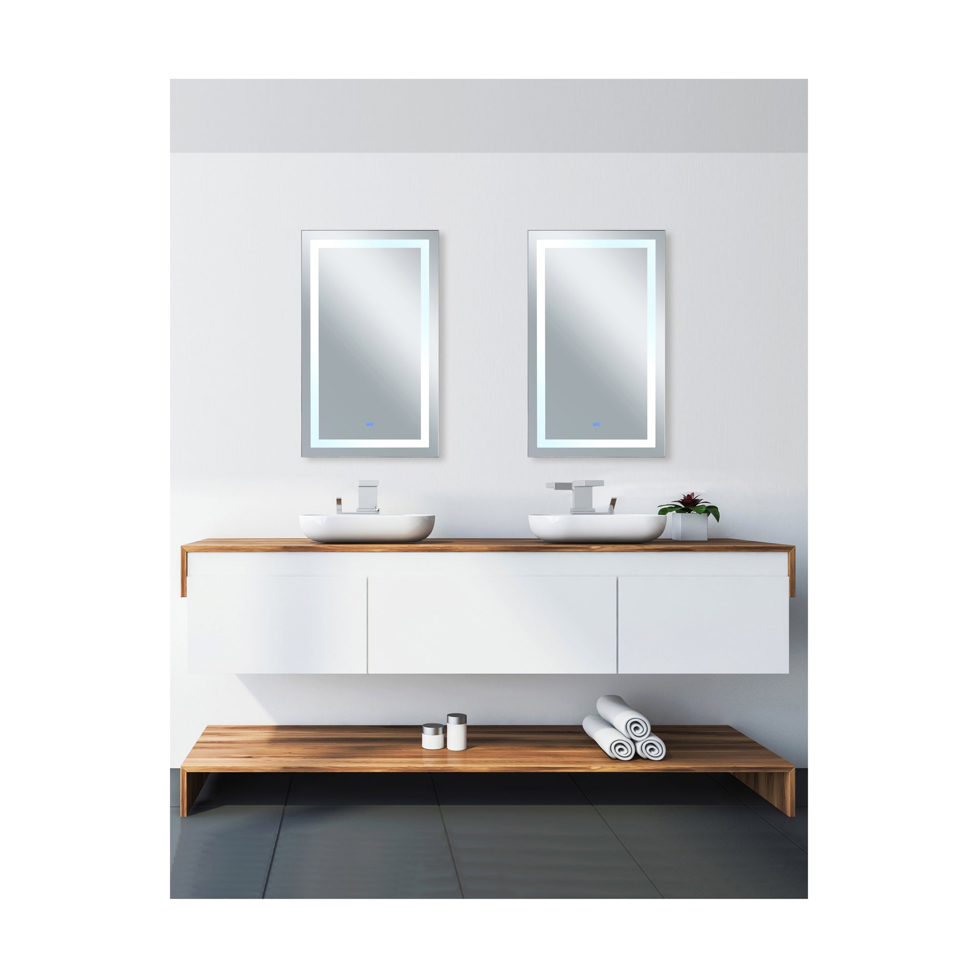 Abril Rectangular 30x49in Matte White Integrated LED Mirror
