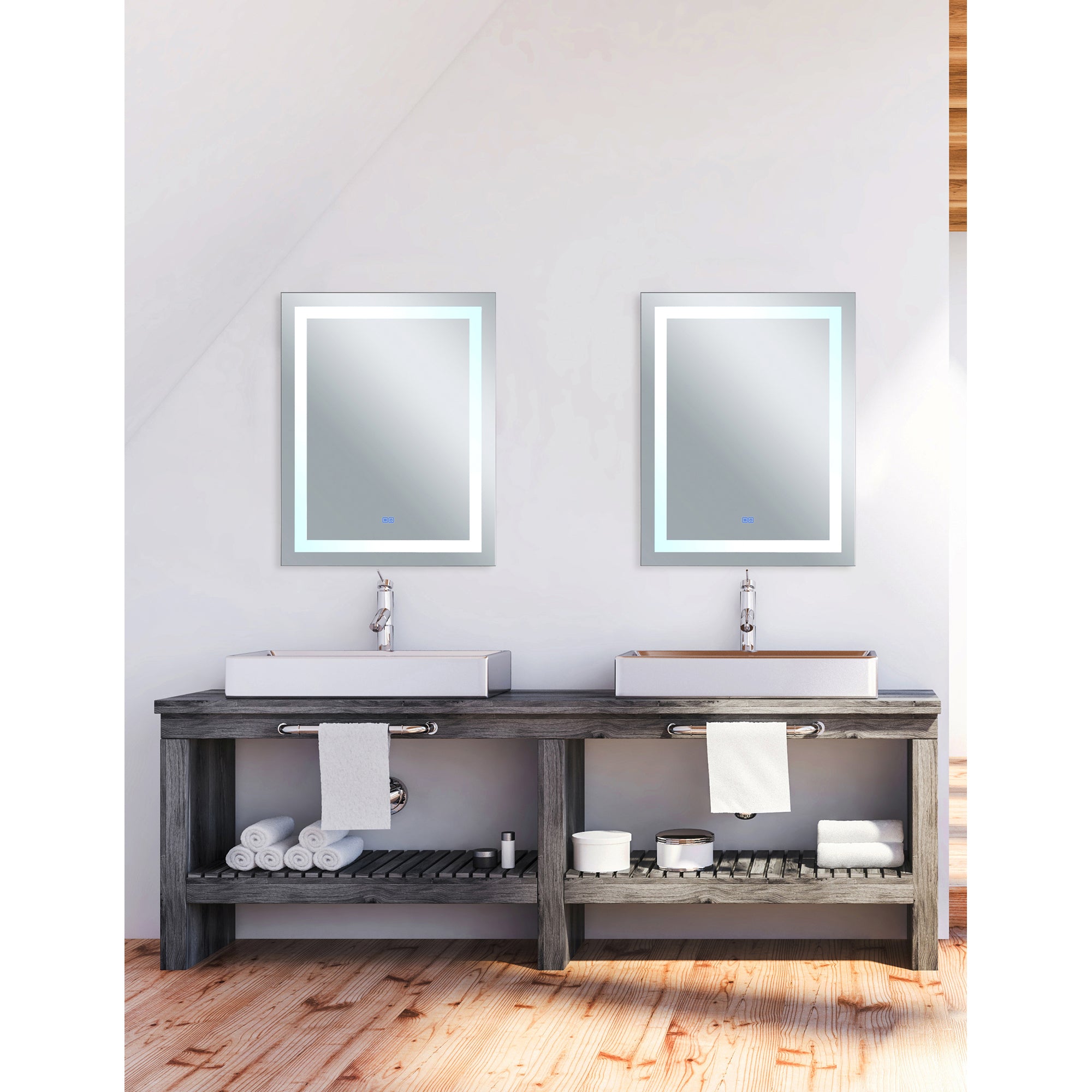 Abril Rectangular 32x40in Matte White Integrated LED Mirror