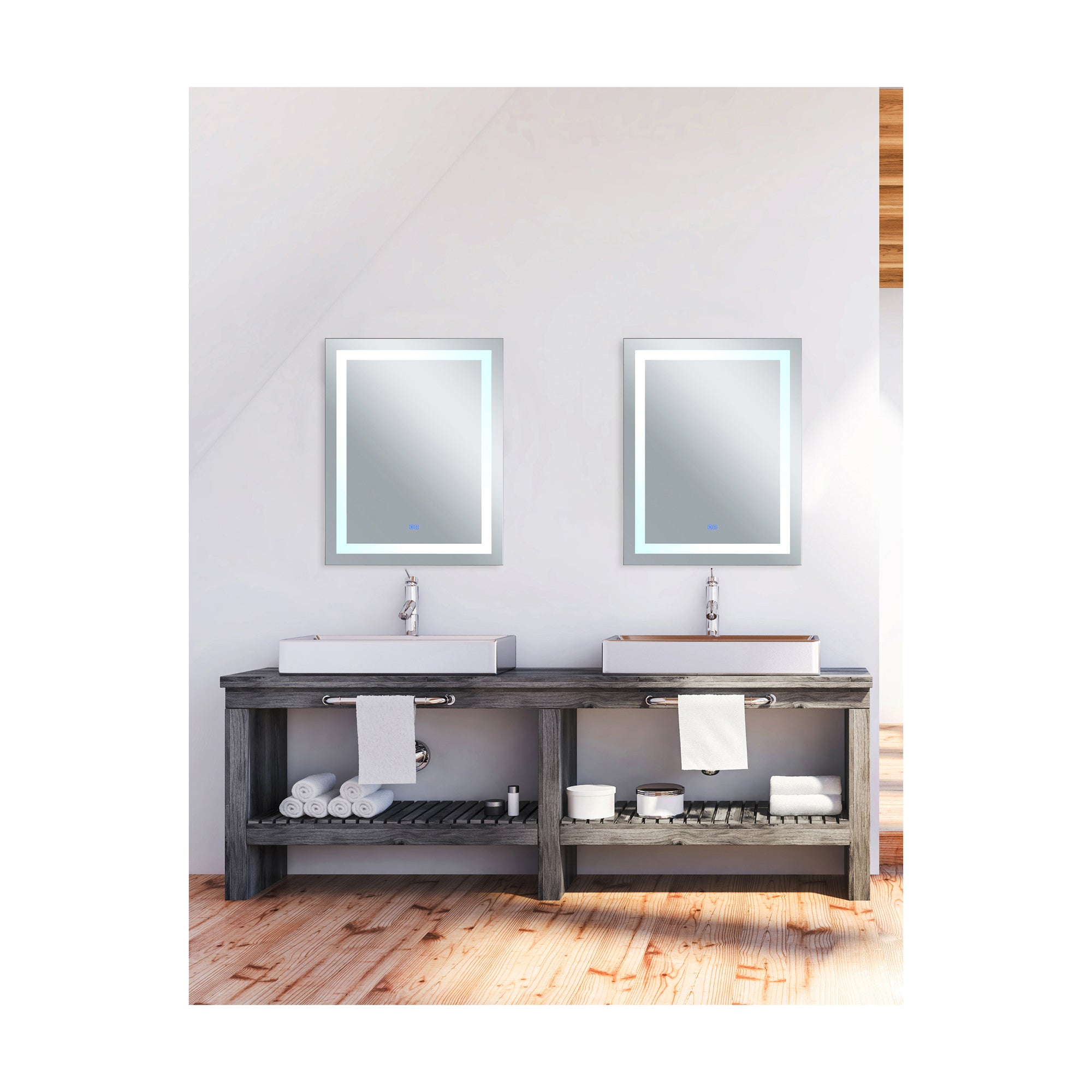 Abril Rectangular 32x40in Matte White Integrated LED Mirror