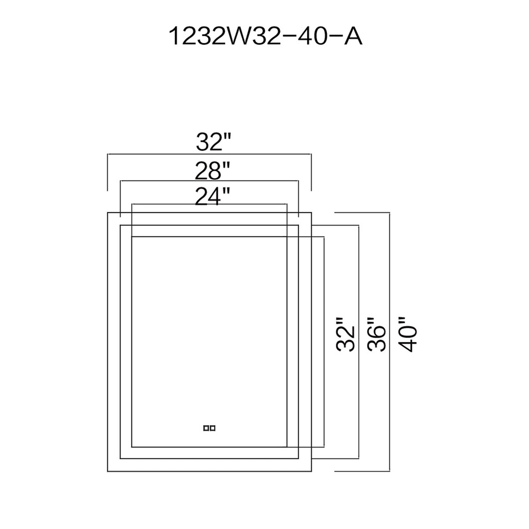 Abril Rectangular 32x40in Matte White Integrated LED Mirror
