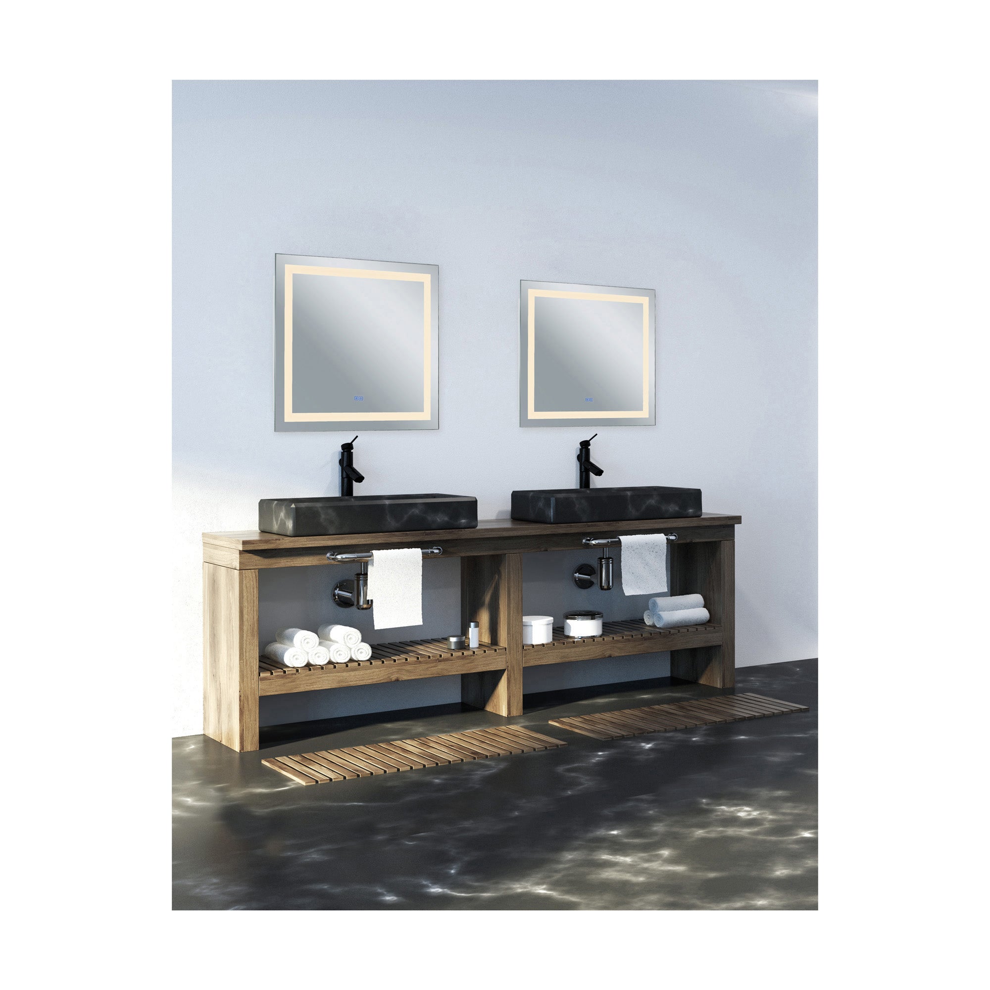 Abril Square 36x36in Matte White Integrated LED Mirror