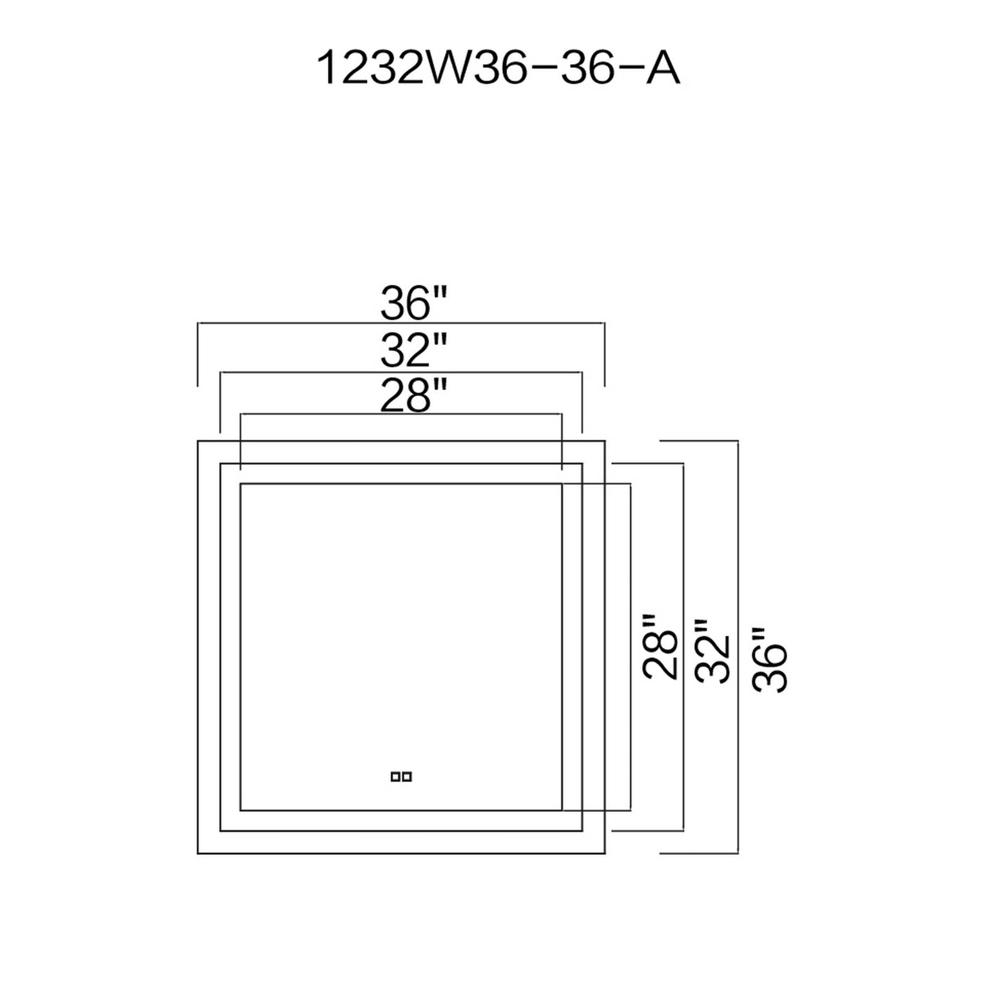 Abril Square 36x36in Matte White Integrated LED Mirror