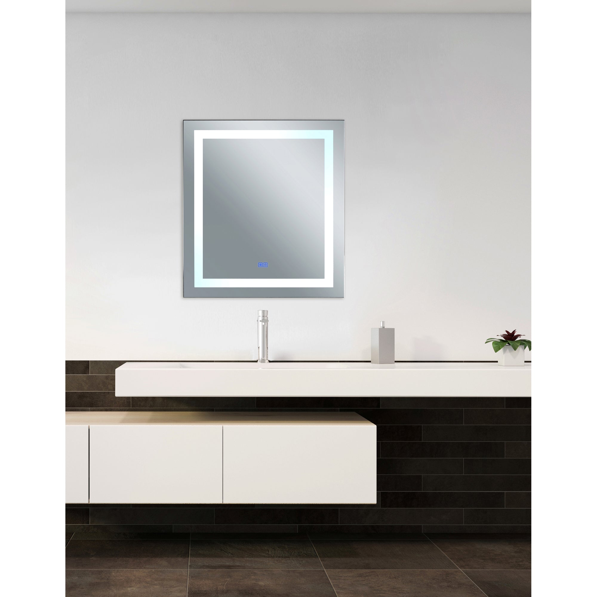 Abril Rectangular 40x36in Matte White Integrated LED Mirror