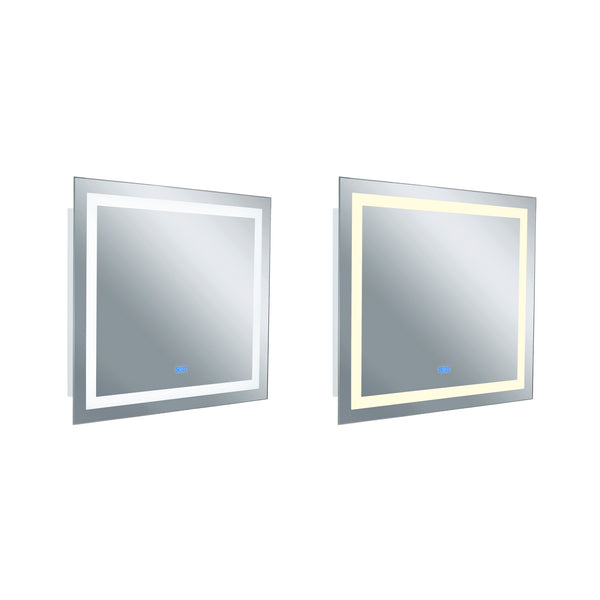 Abril Rectangular 40x36in Matte White Integrated LED Mirror