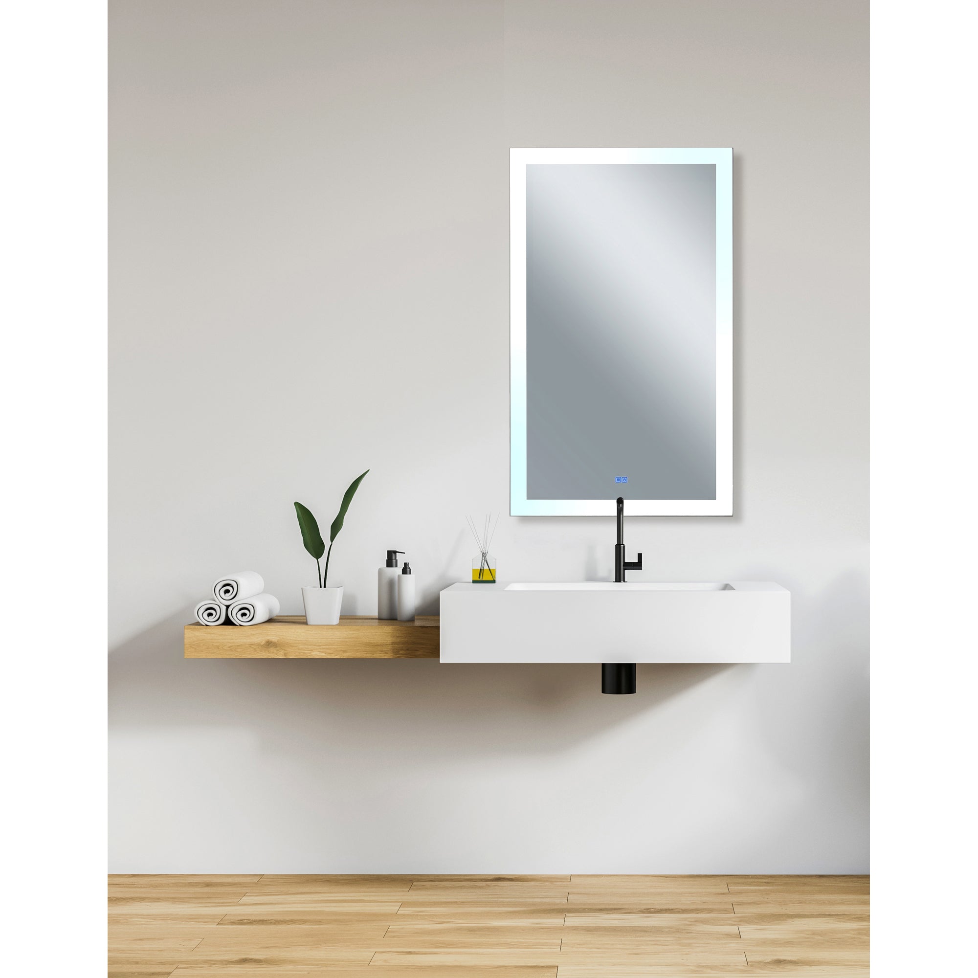 Abigail Rectangular 30x49in Matte White Integrated LED Mirror
