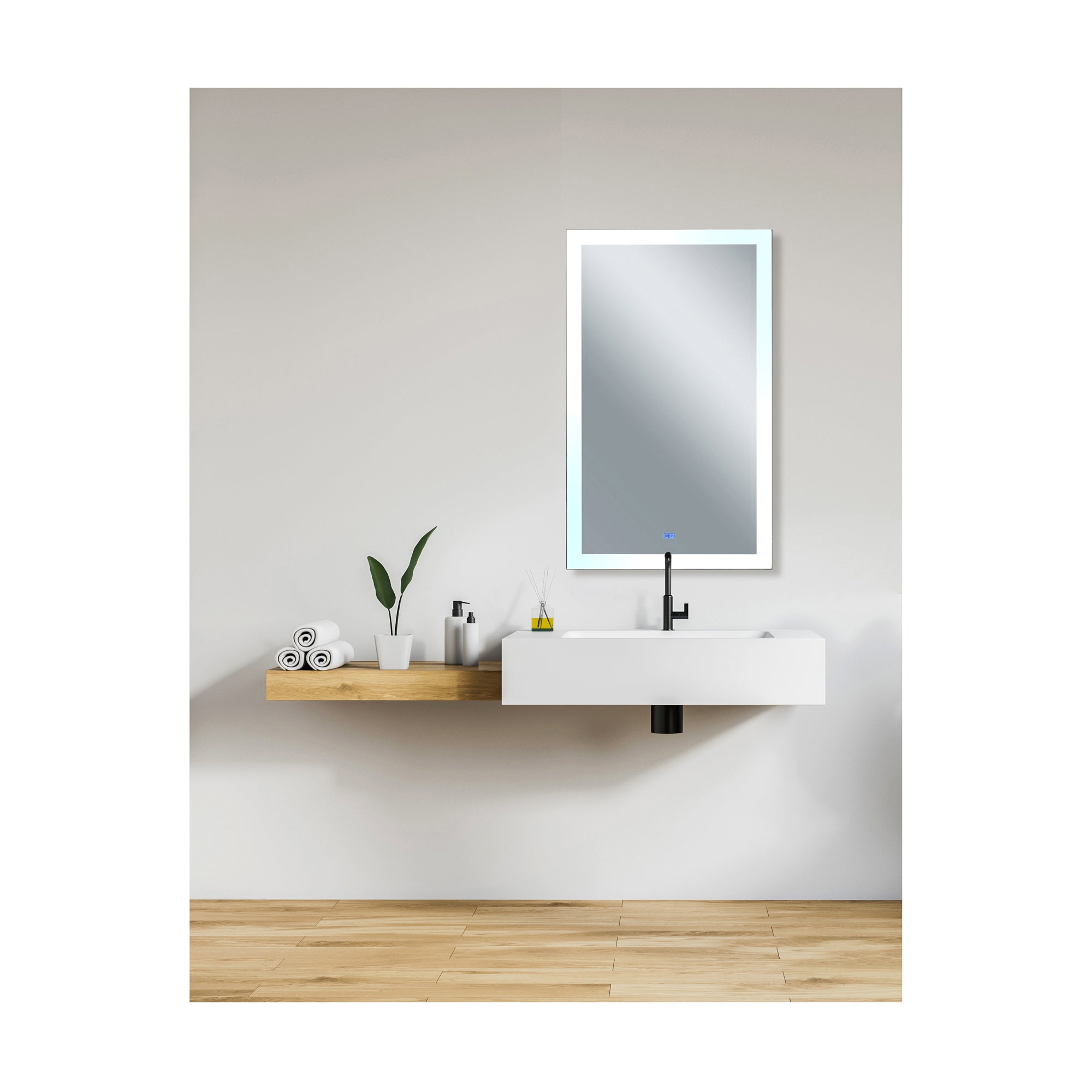 Abigail Rectangular 30x49in Matte White Integrated LED Mirror