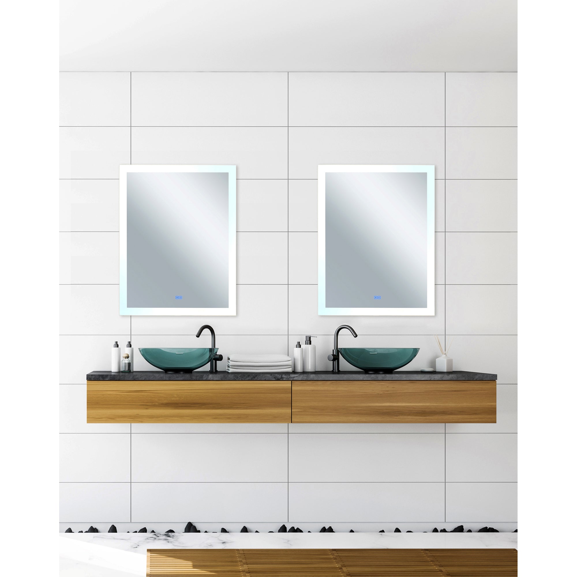 Abigail Rectangular 32x40in Matte White Integrated LED Mirror