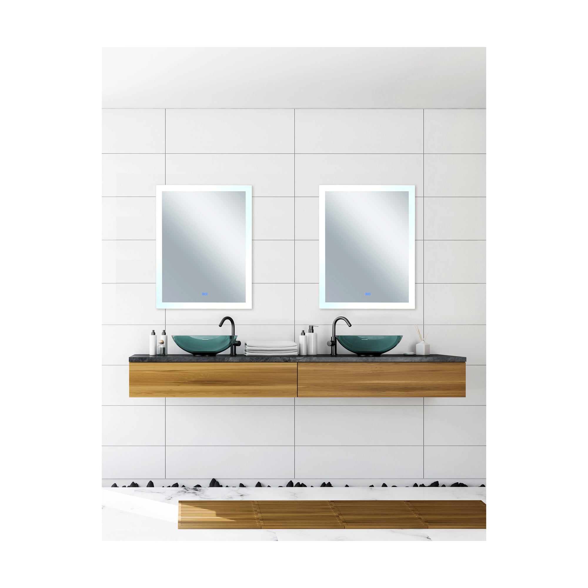 Abigail Rectangular 32x40in Matte White Integrated LED Mirror