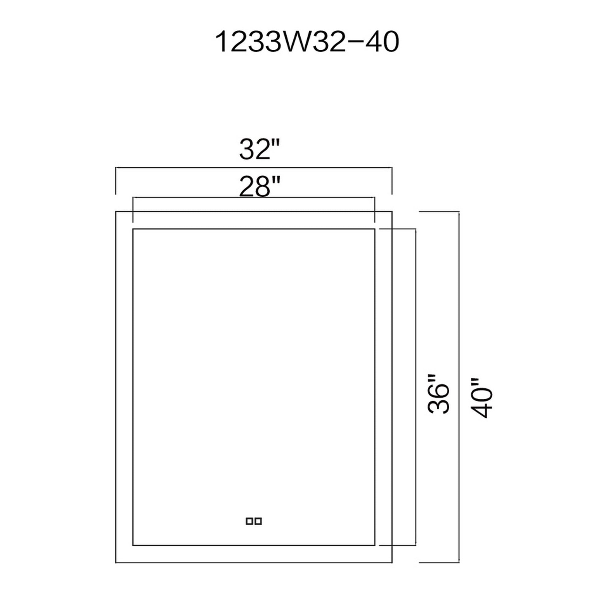 Abigail Rectangular 32x40in Matte White Integrated LED Mirror
