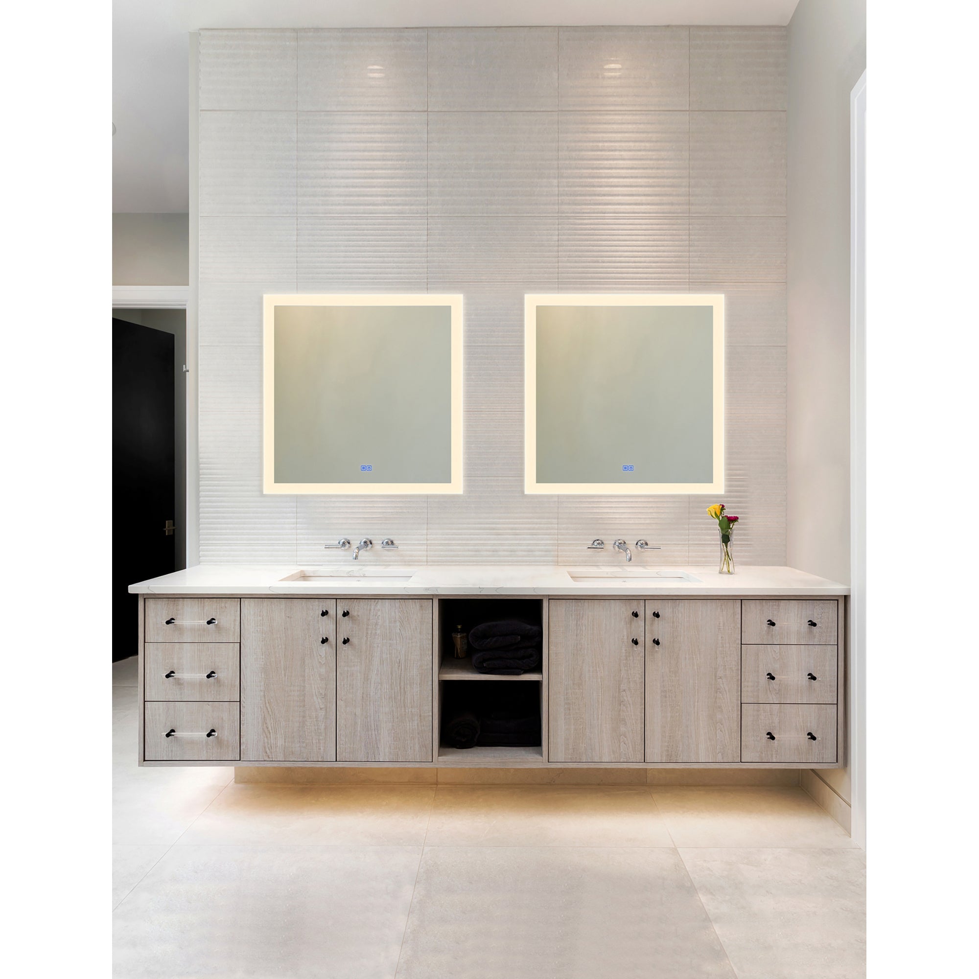 Abigail Square 36x36in Matte White Integrated LED Mirror