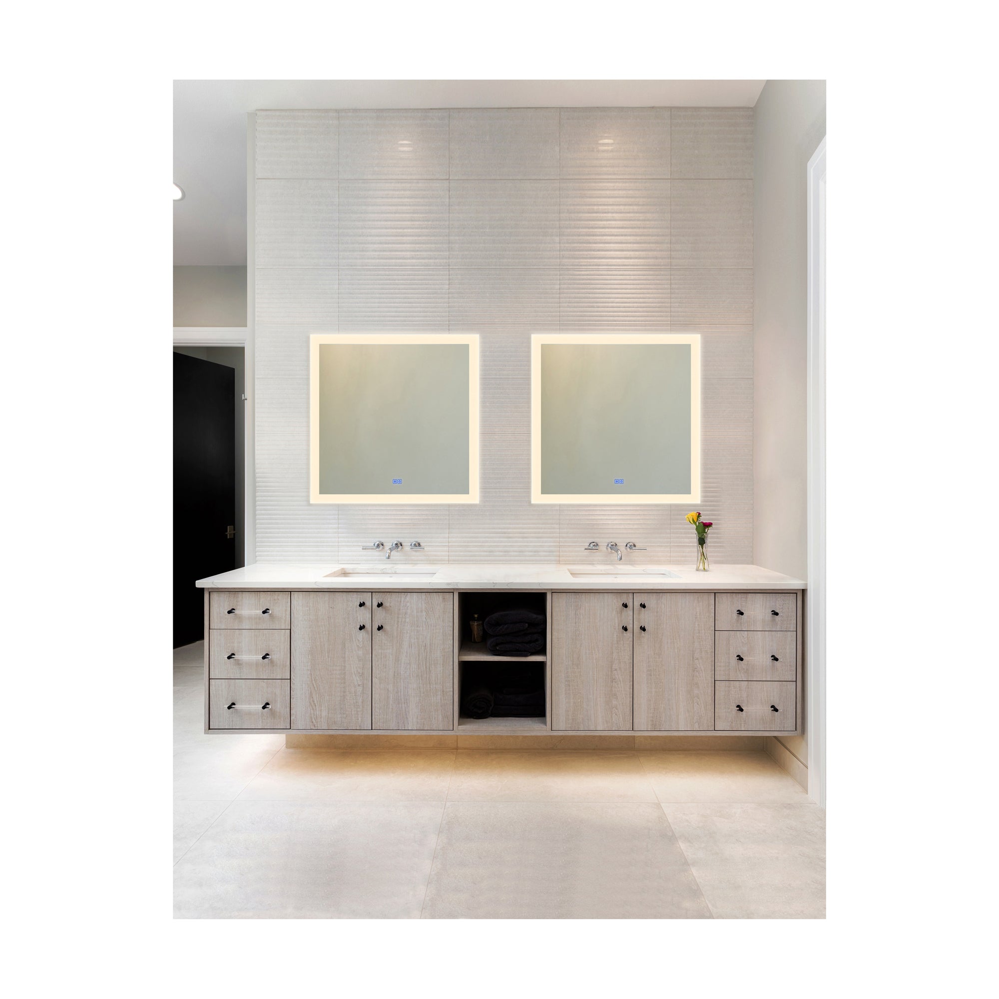 Abigail Square 36x36in Matte White Integrated LED Mirror