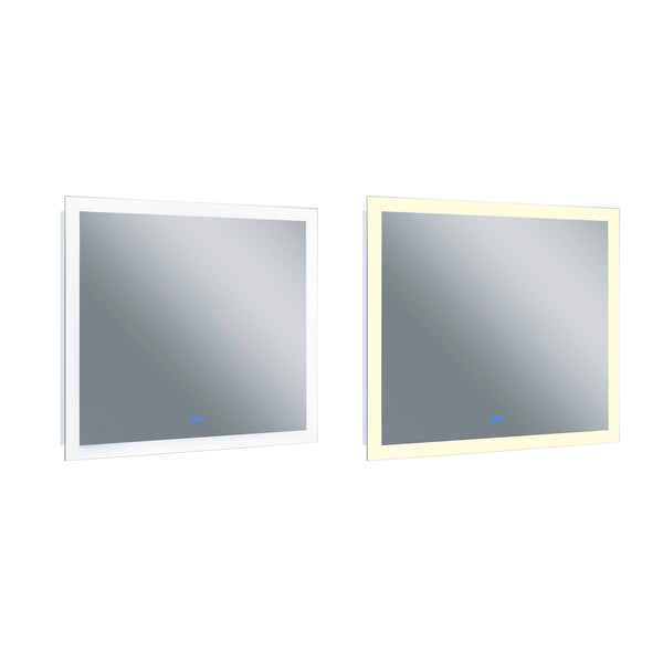 Abigail Rectangular 40x36in Matte White Integrated LED Mirror
