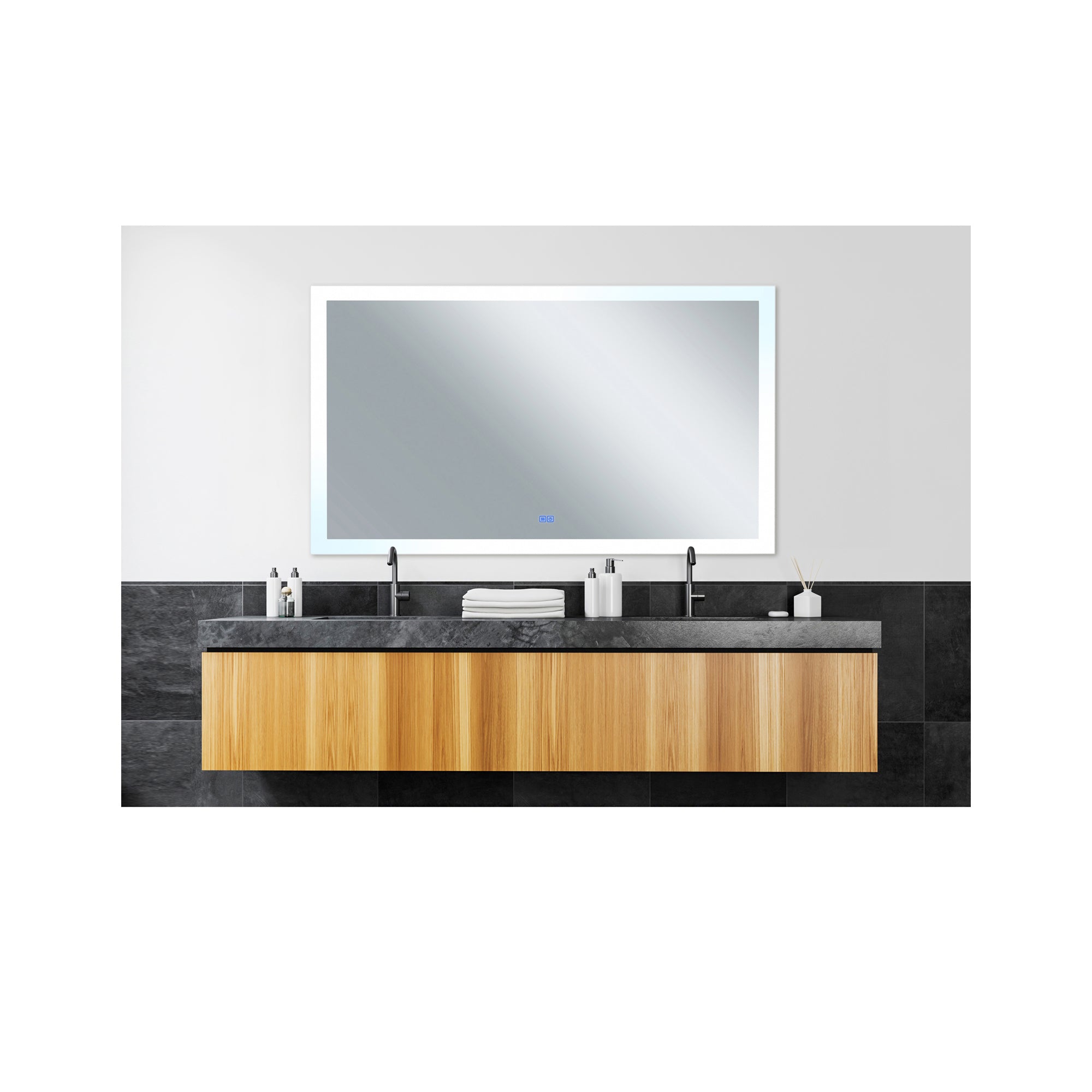 Abigail Rectangular 58x36in Matte White Integrated LED Mirror