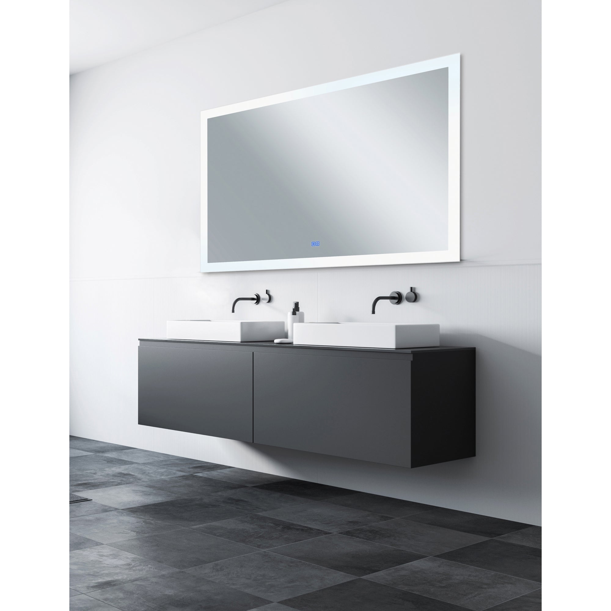 Abigail Rectangular 70x36in Matte White Integrated LED Mirror
