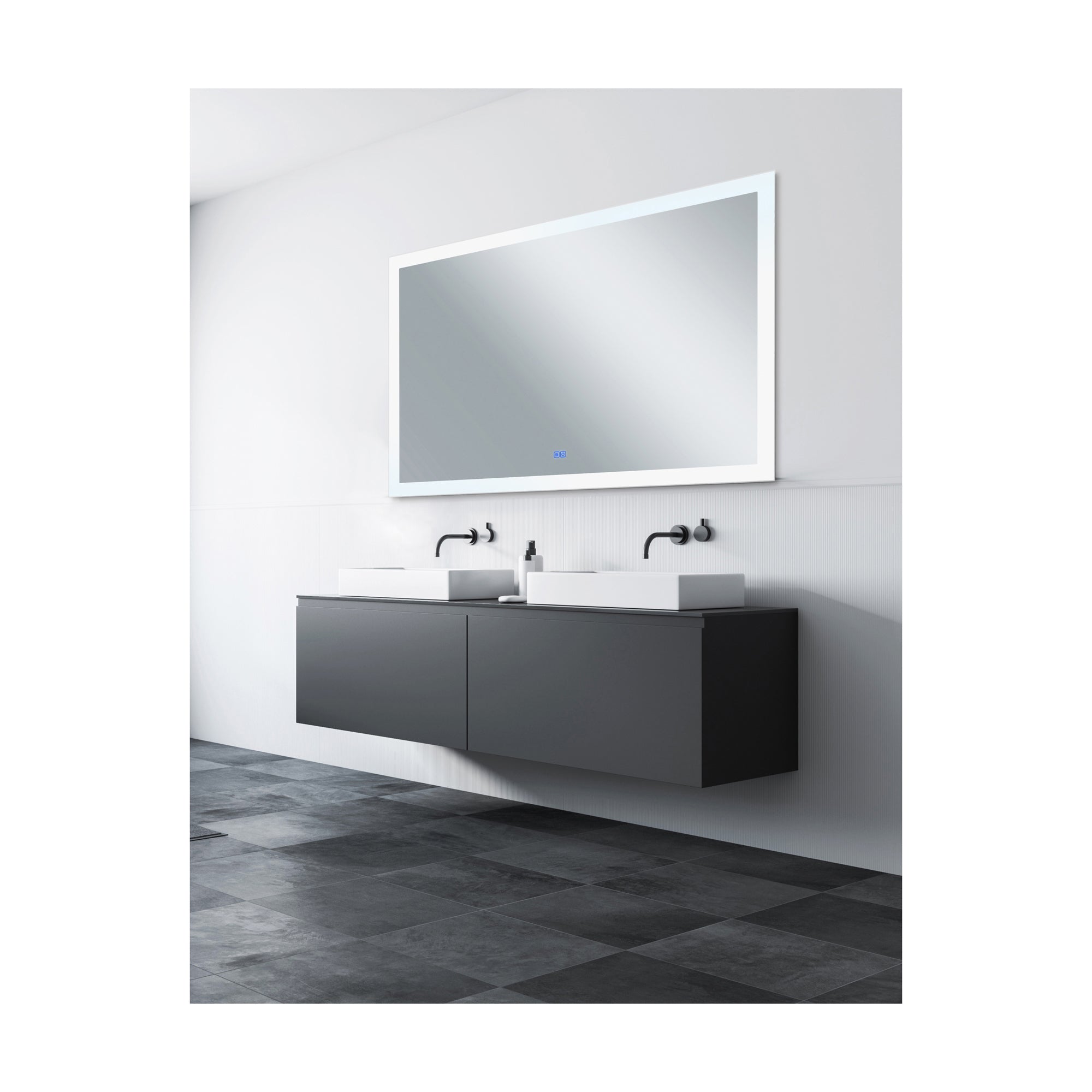 Abigail Rectangular 70x36in Matte White Integrated LED Mirror