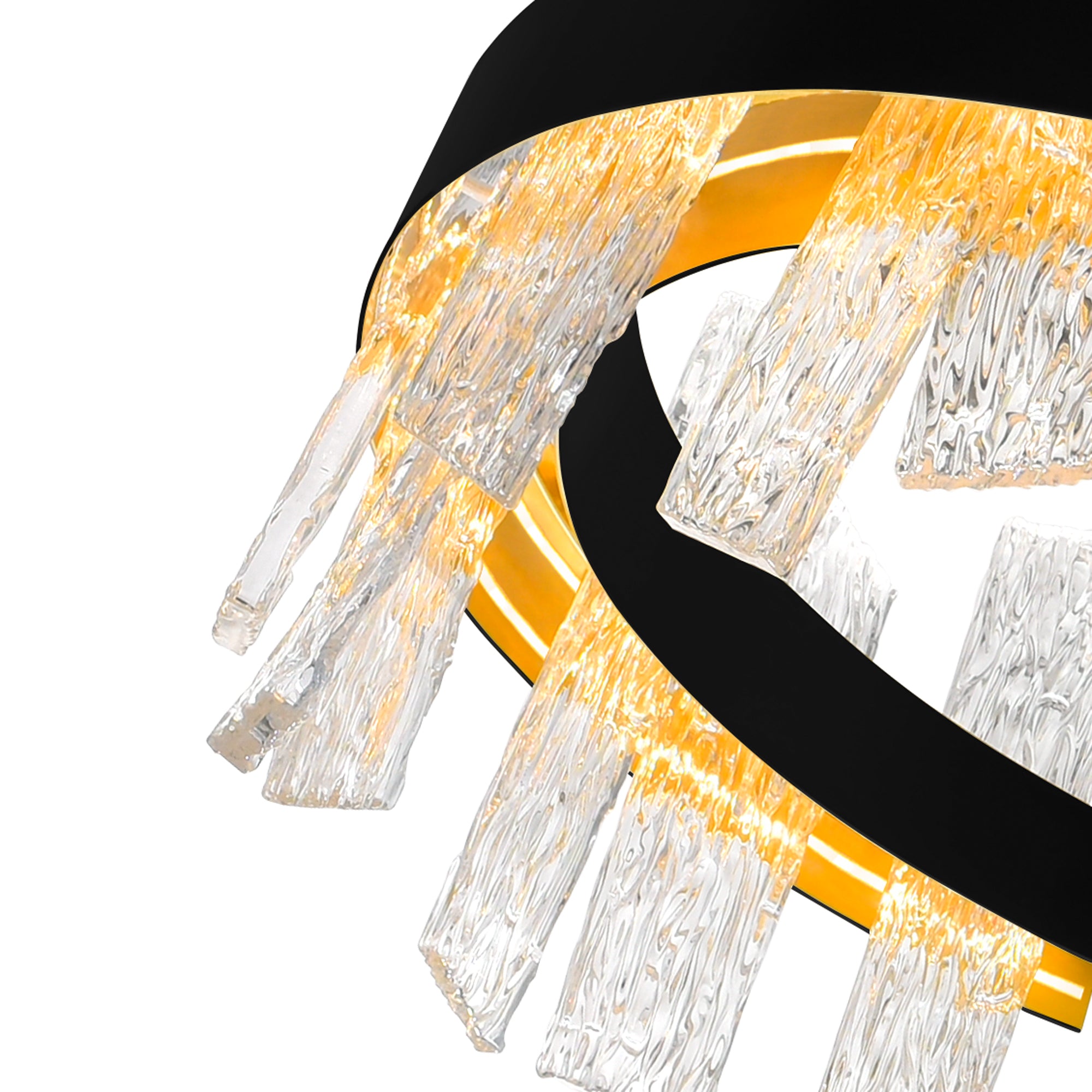 Guadiana Integrated LED 24in Black Chandelier with Handcrafted Glass