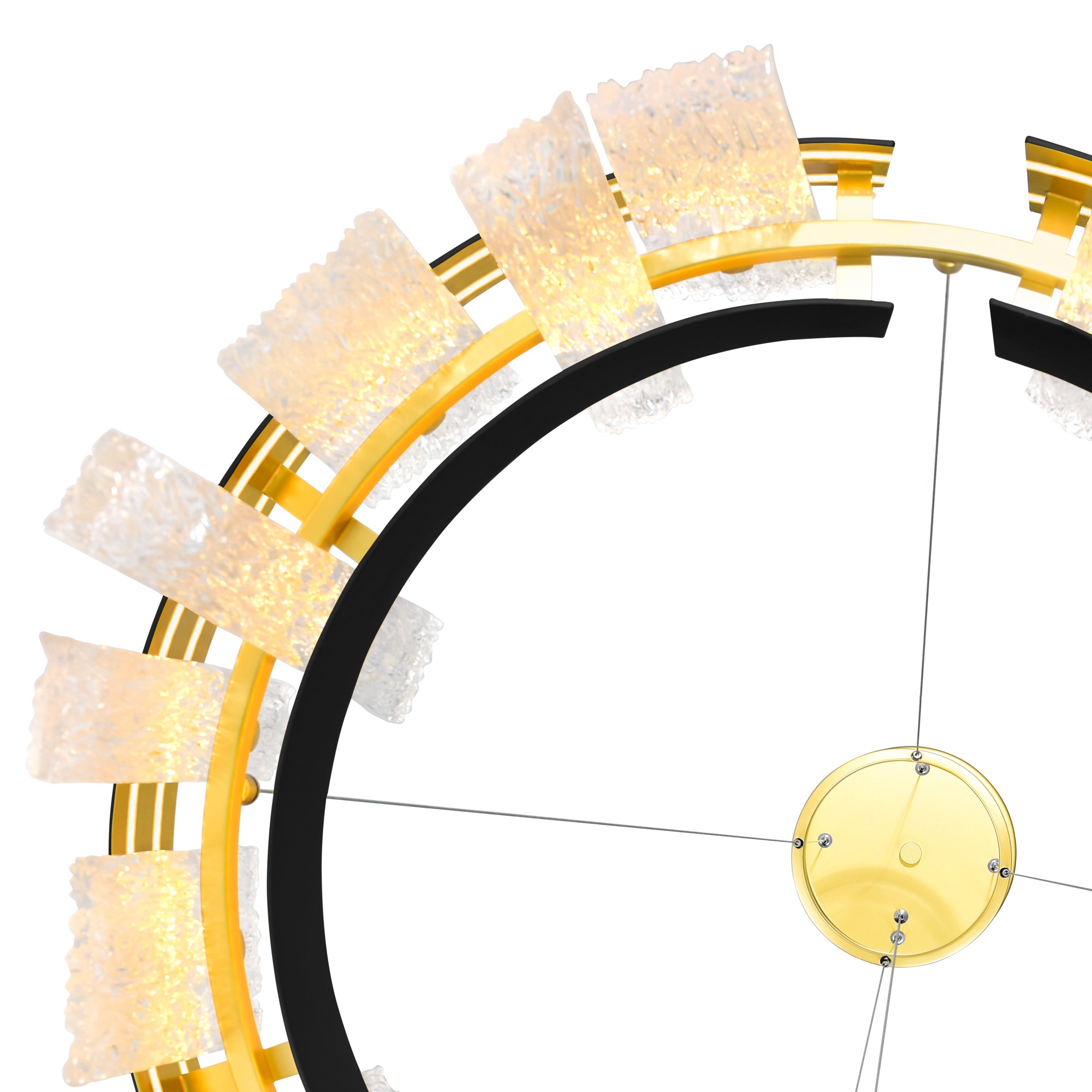 Guadiana Integrated LED 32in Black Chandelier with Handcrafted Glass