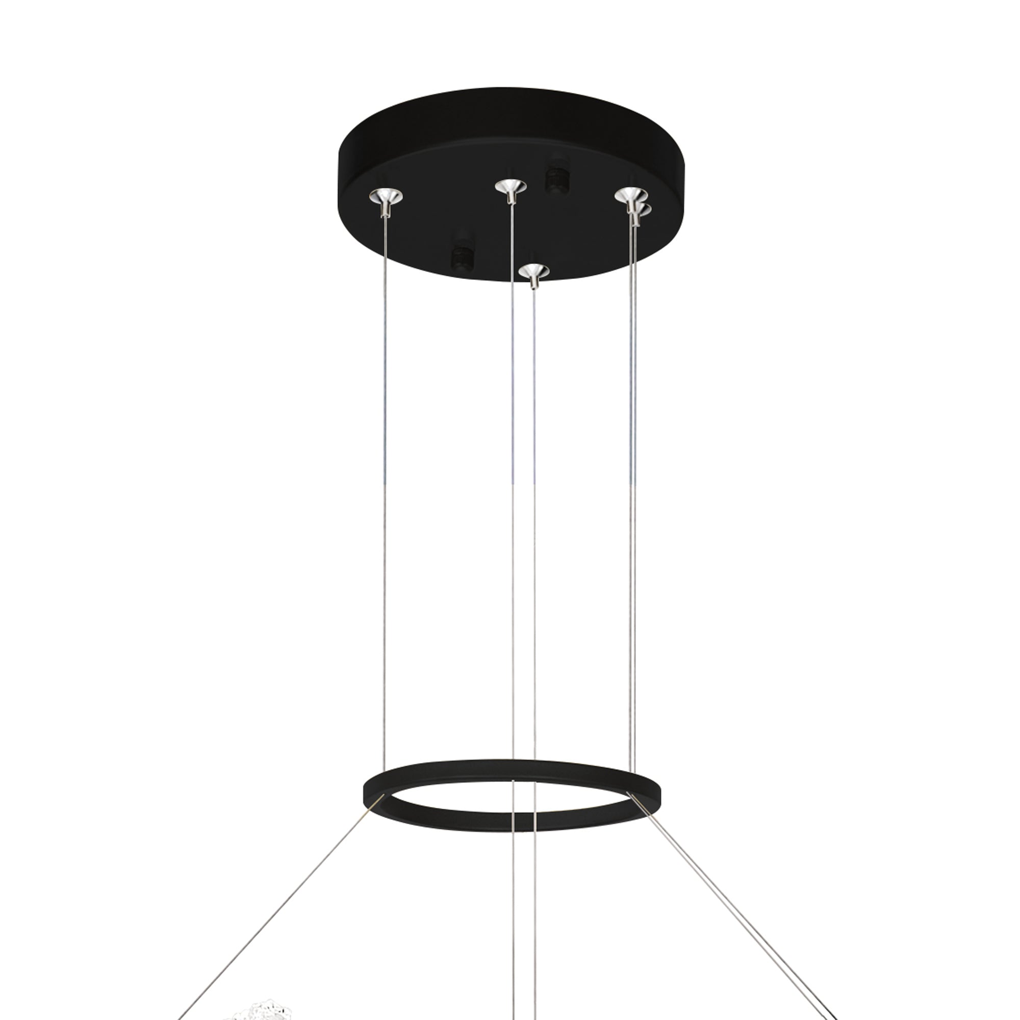 Guadiana Integrated LED 32in Black Chandelier with Handcrafted Glass