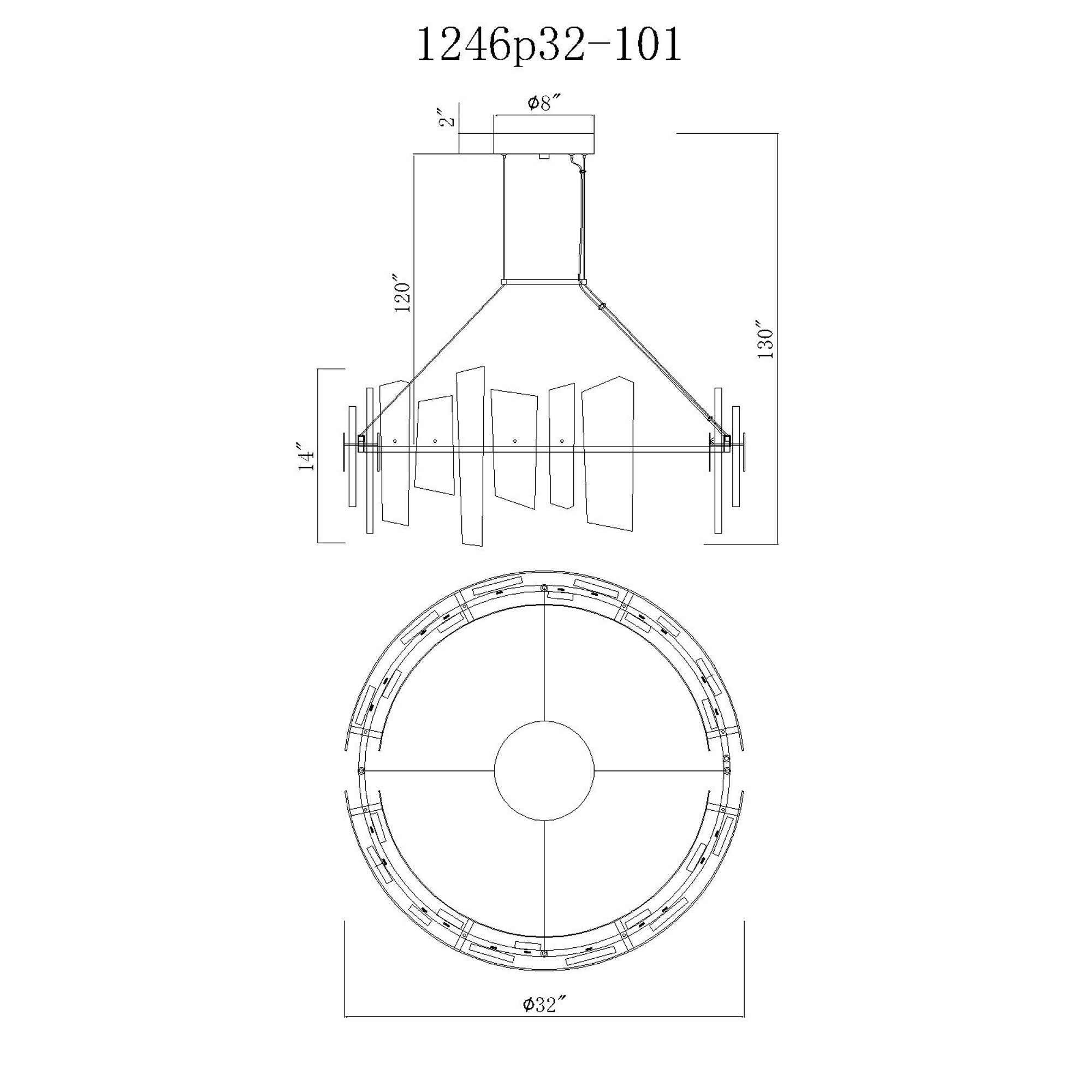 Guadiana Integrated LED 32in Black Chandelier with Handcrafted Glass