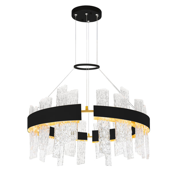 Guadiana Integrated LED 32in Black Chandelier with Handcrafted Glass