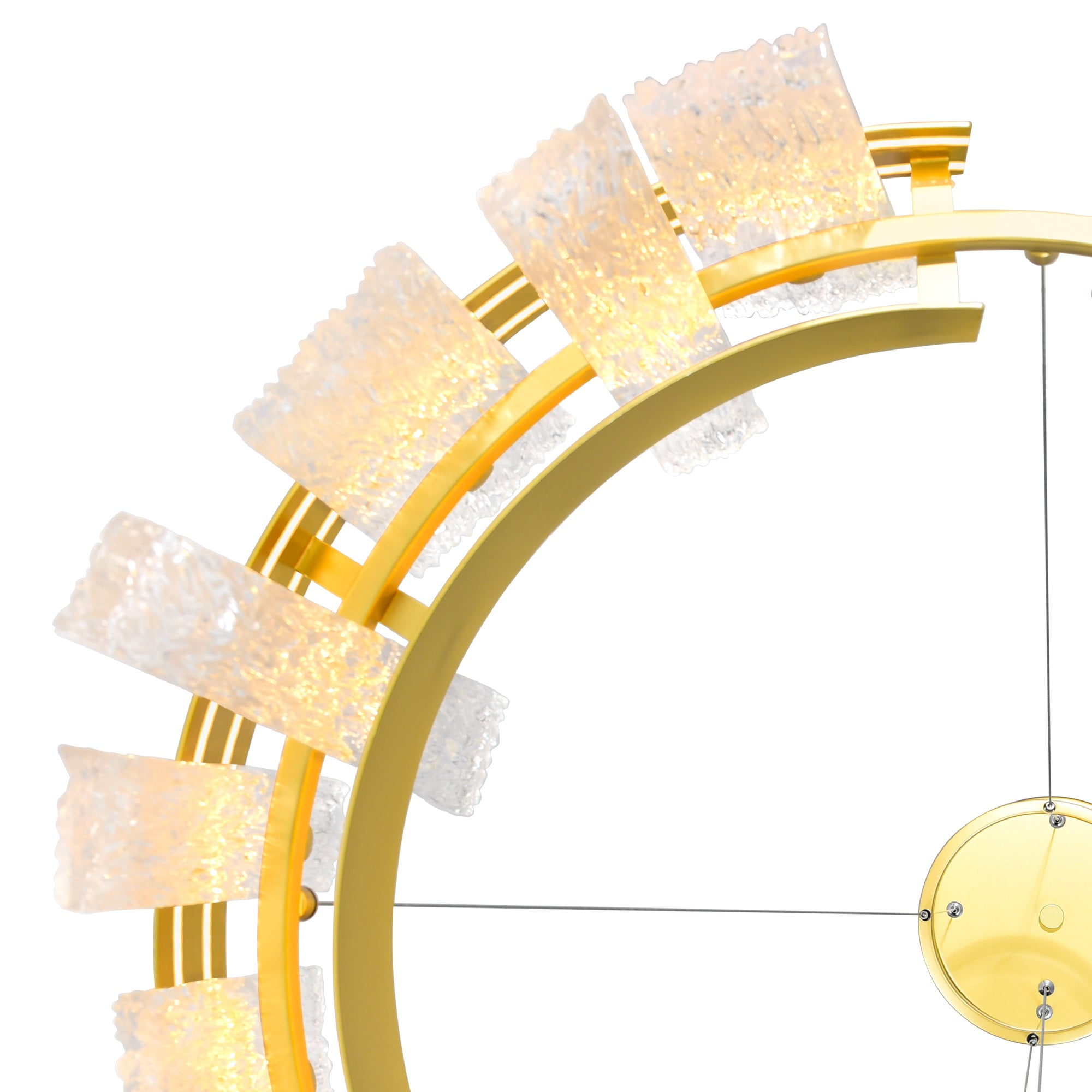 Guadiana Integrated LED 32in Satin Gold Chandelier with Handcrafted Glass