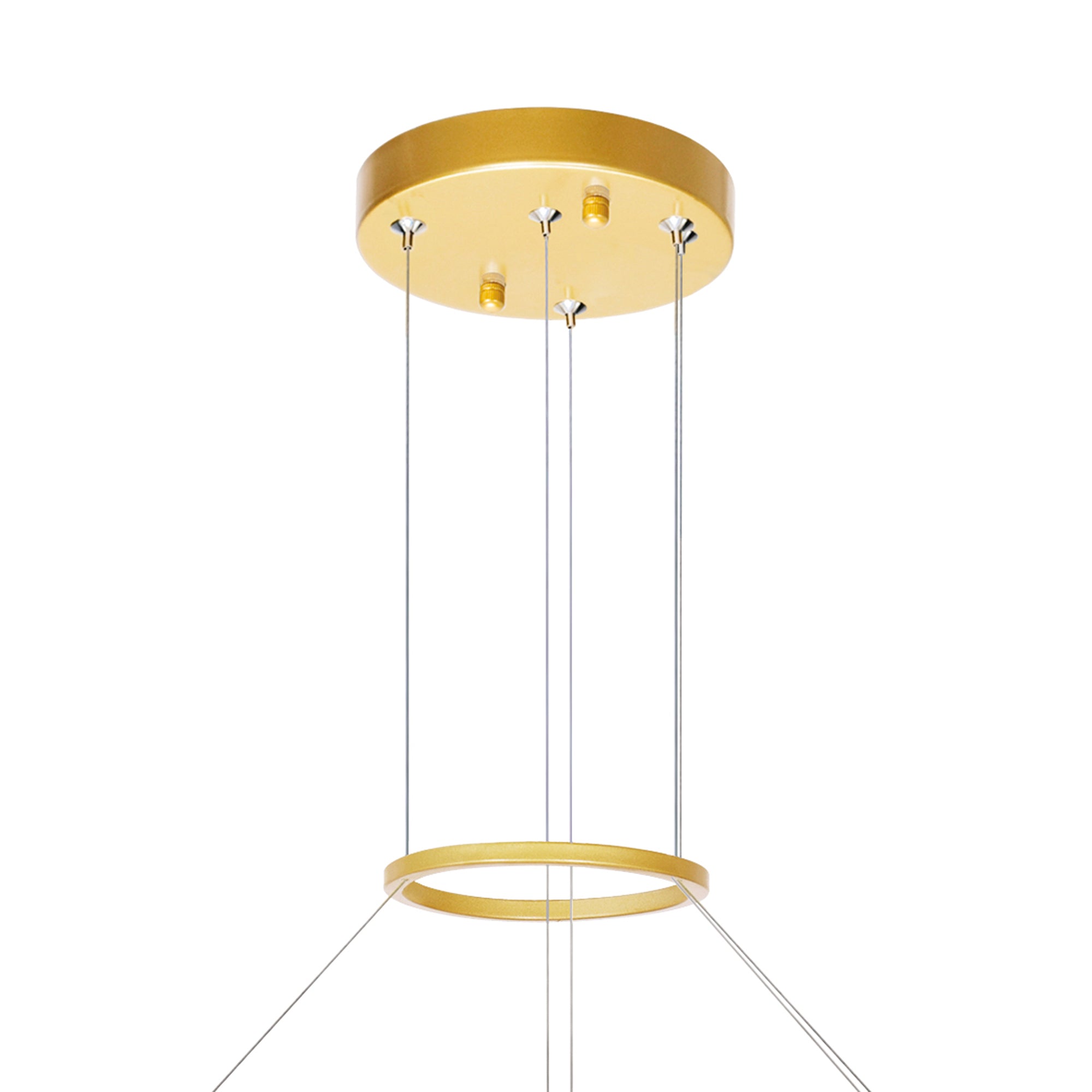 Guadiana Integrated LED 32in Satin Gold Chandelier with Handcrafted Glass