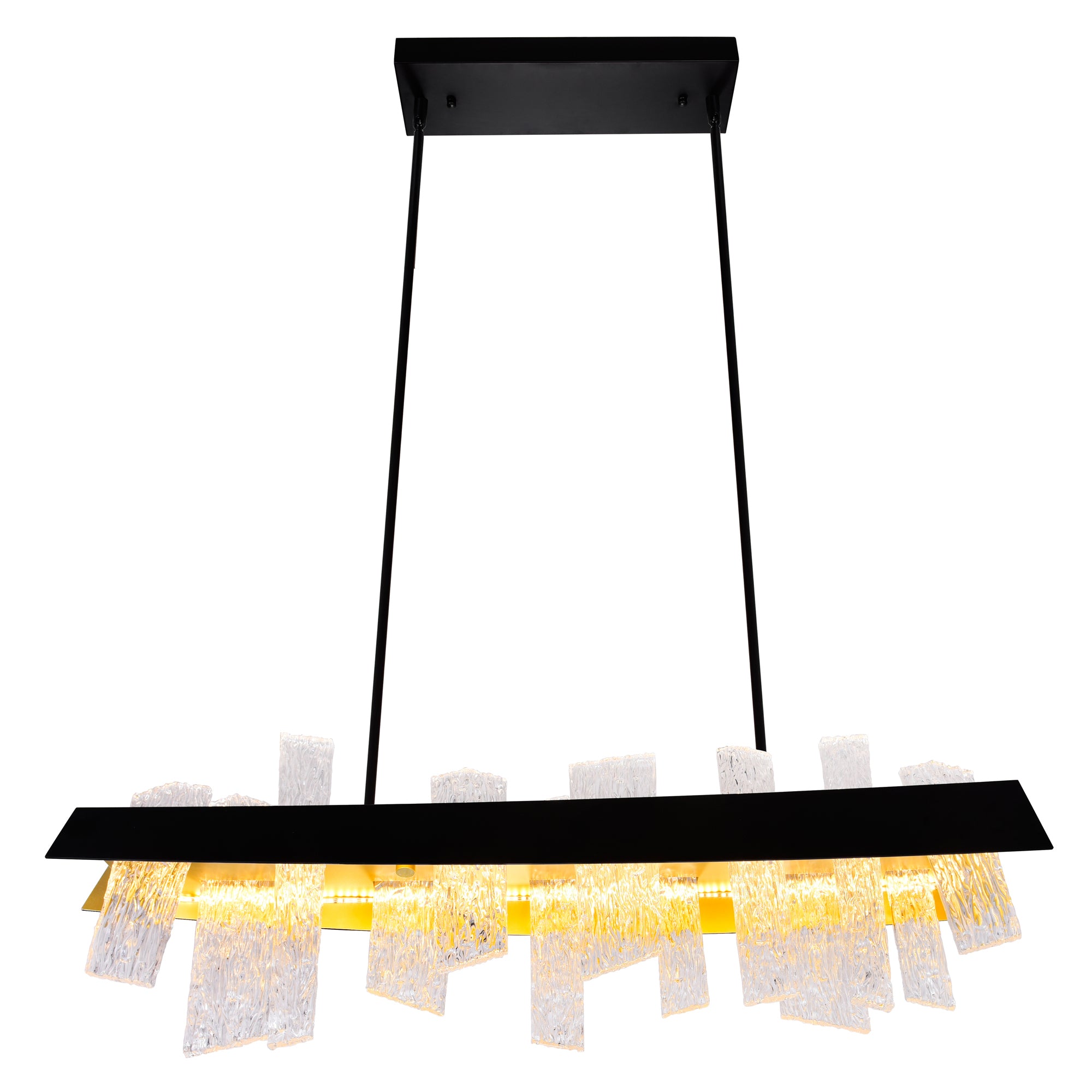 Guadiana Integrated LED 39in Black Chandelier with Handcrafted Glass