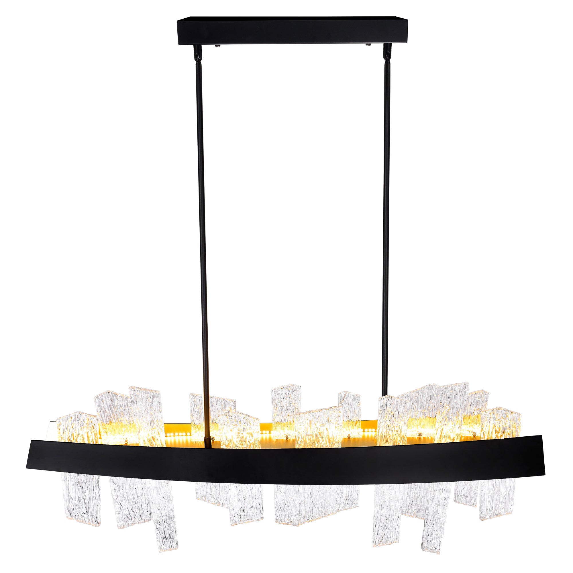 Guadiana Integrated LED 39in Black Chandelier with Handcrafted Glass