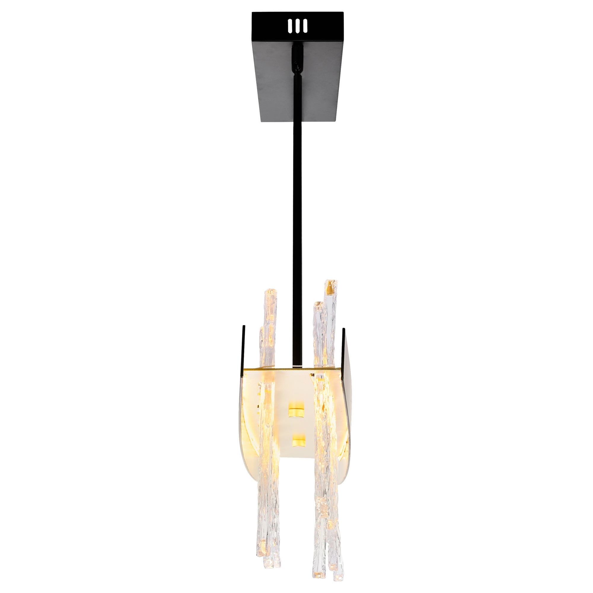 Guadiana Integrated LED 39in Black Chandelier with Handcrafted Glass