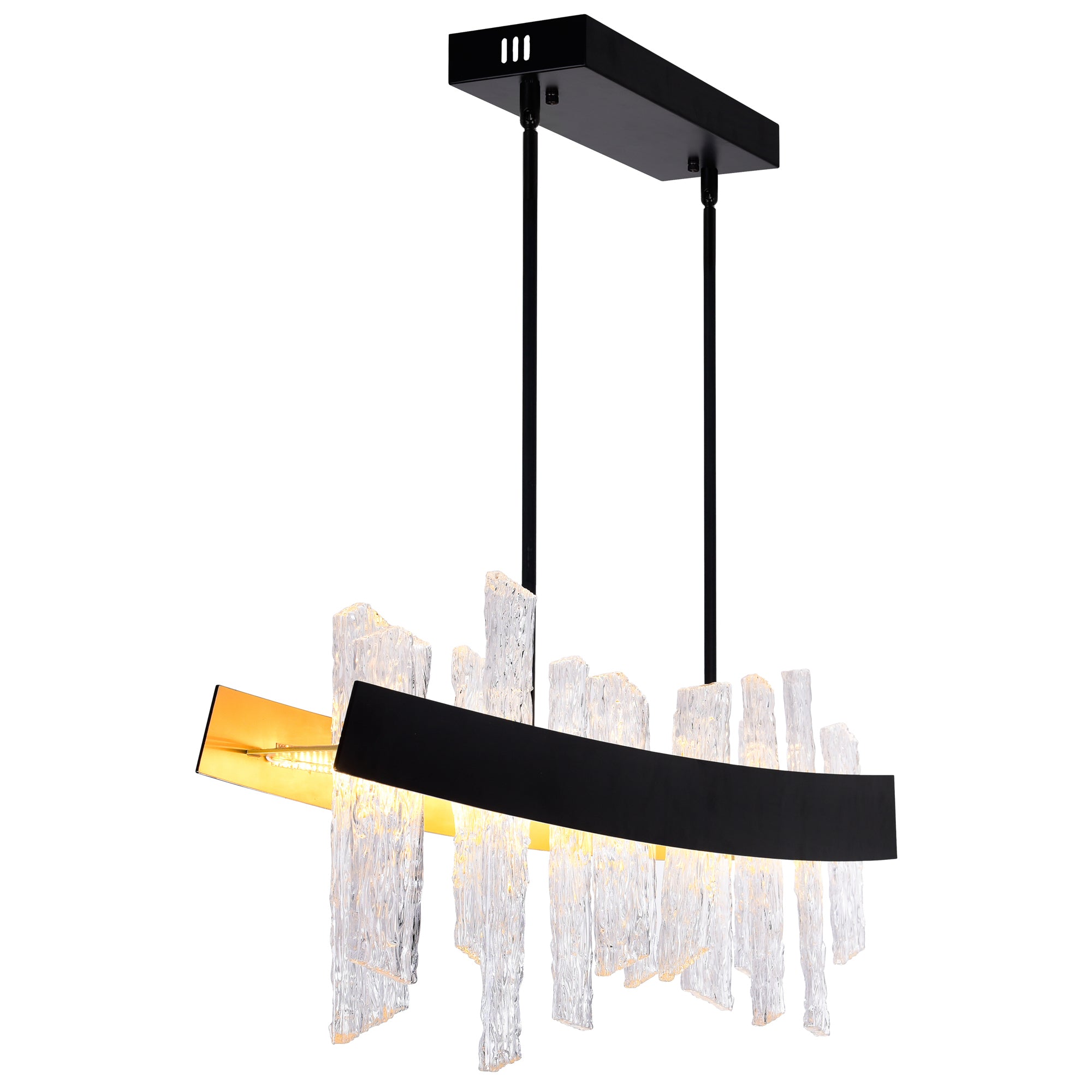 Guadiana Integrated LED 39in Black Chandelier with Handcrafted Glass