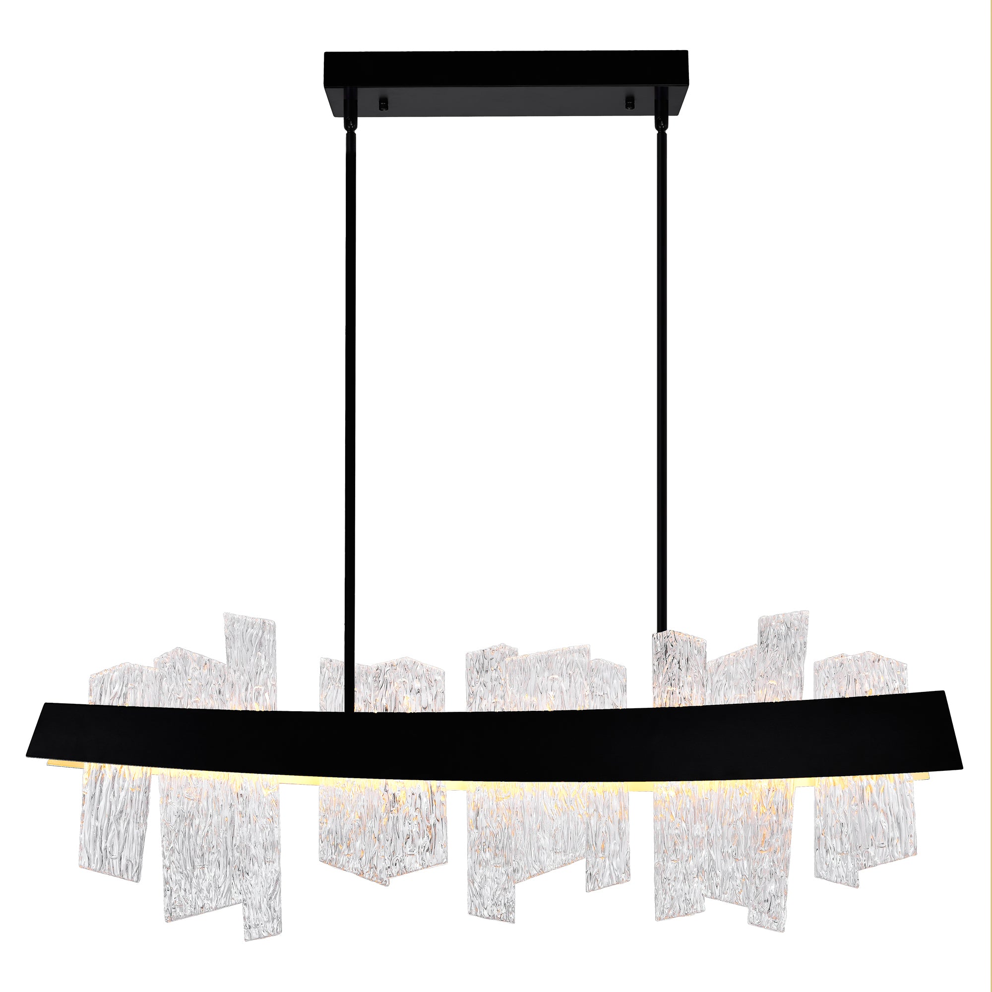 Guadiana Integrated LED 39in Black Chandelier with Handcrafted Glass