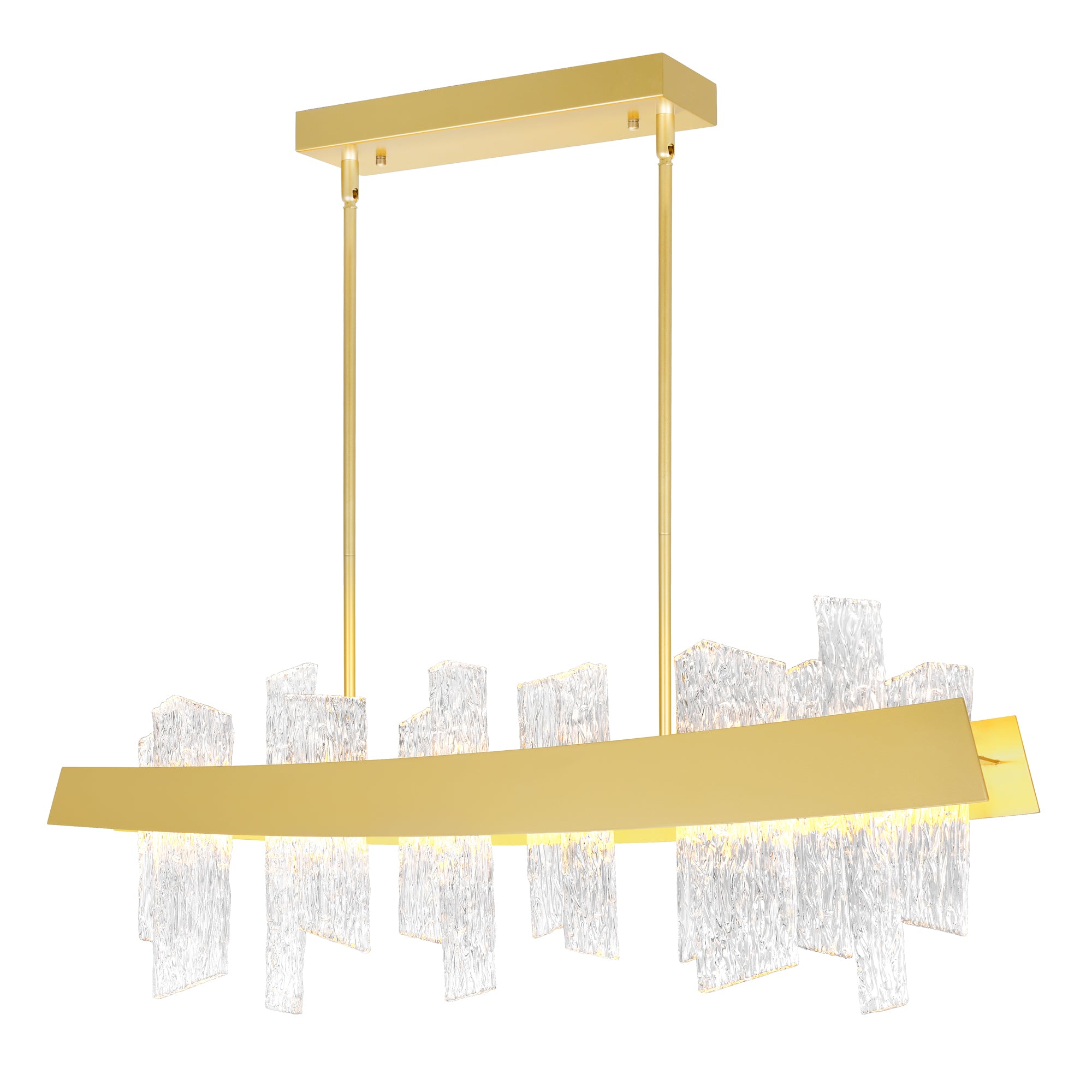 Guadiana Integrated LED 39in Satin Gold Chandelier with Handcrafted Glass