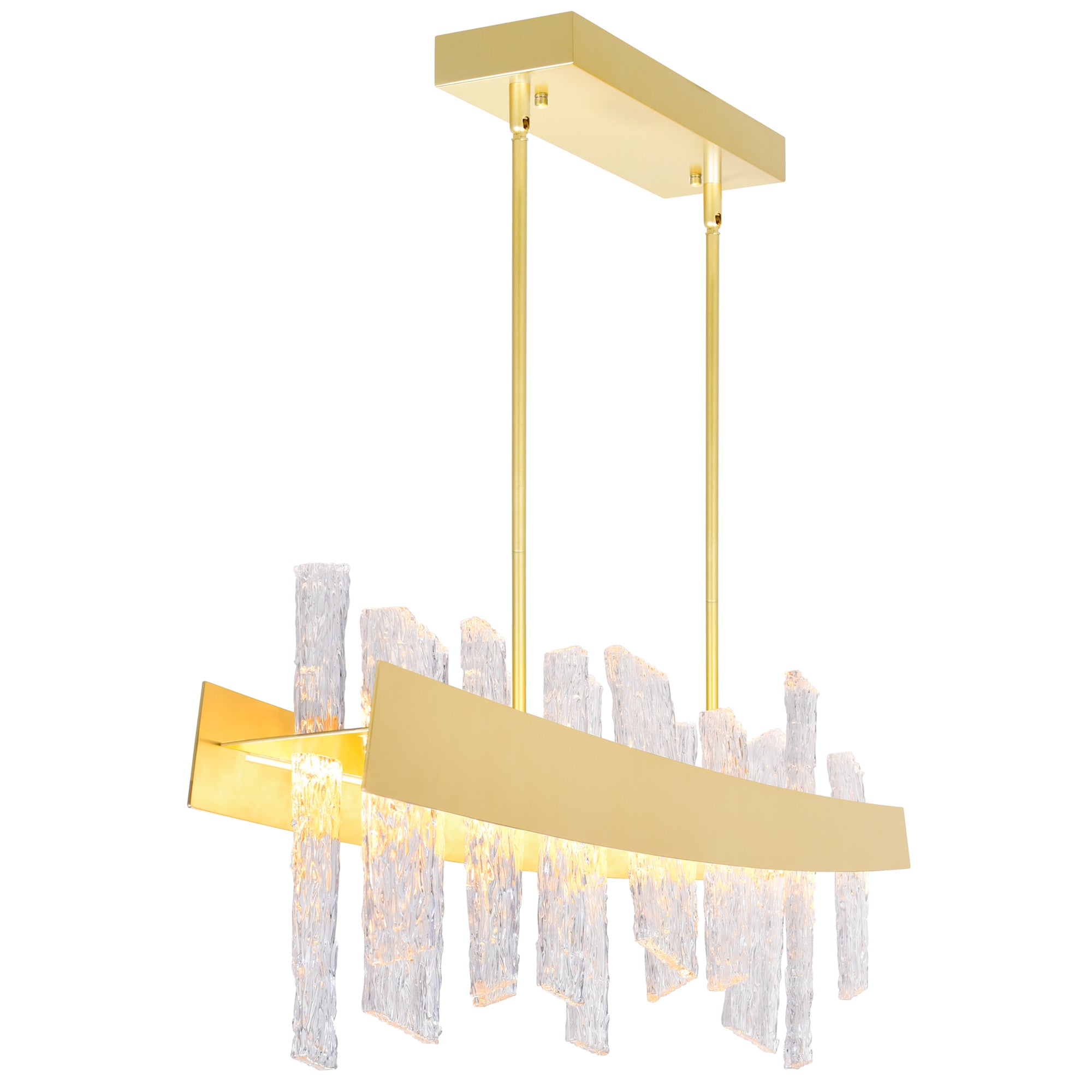 Guadiana Integrated LED 39in Satin Gold Chandelier with Handcrafted Glass