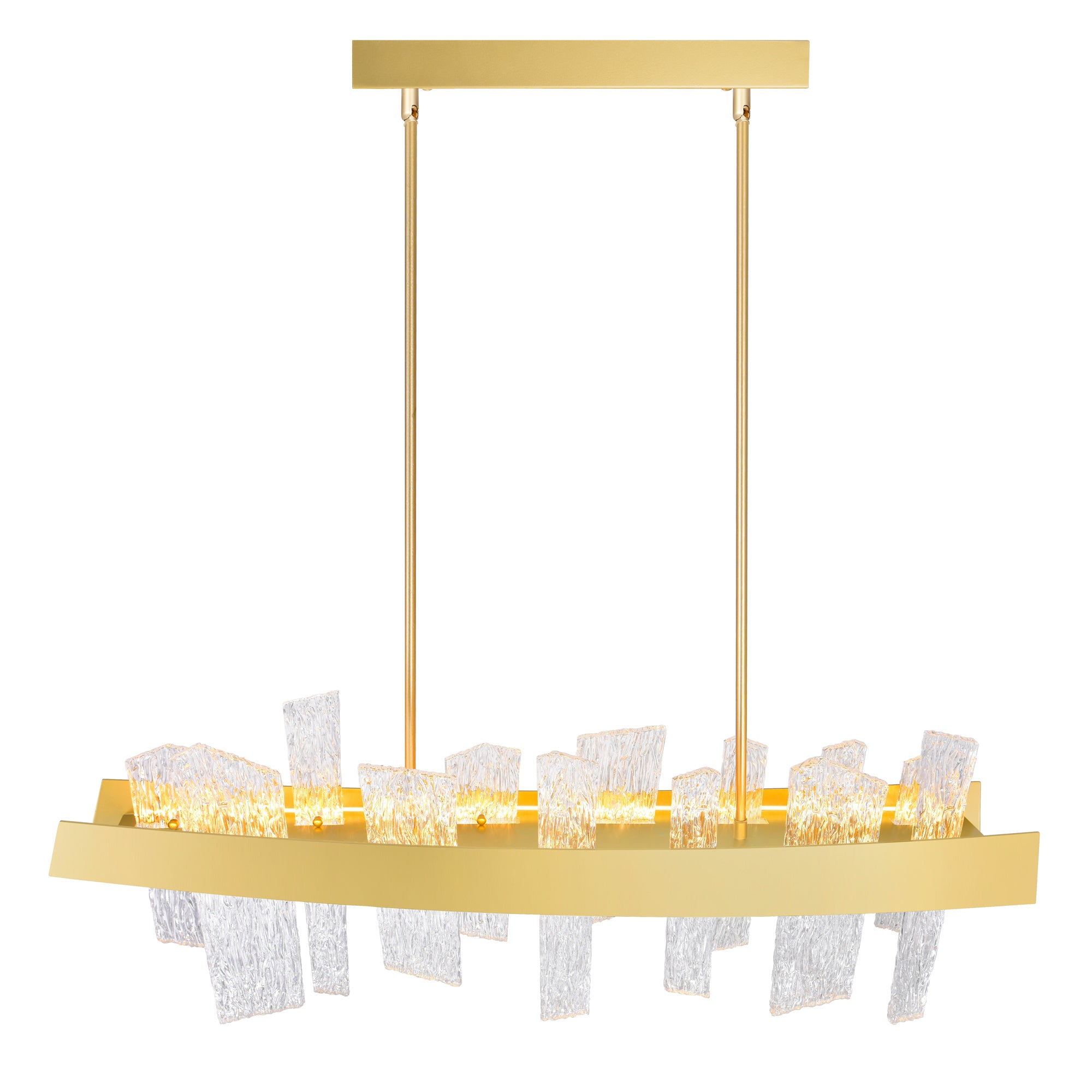 Guadiana Integrated LED 39in Satin Gold Chandelier with Handcrafted Glass