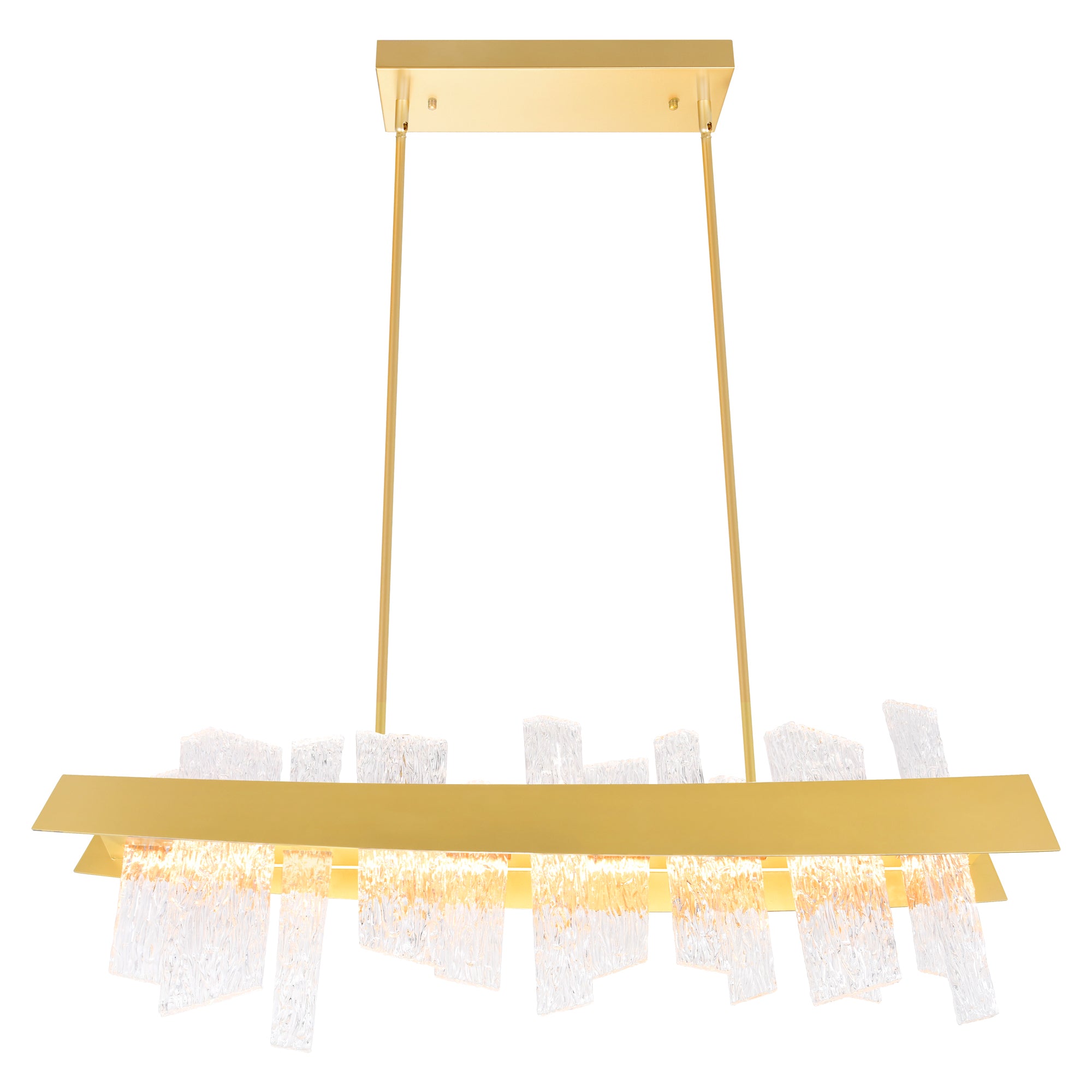Guadiana Integrated LED 39in Satin Gold Chandelier with Handcrafted Glass