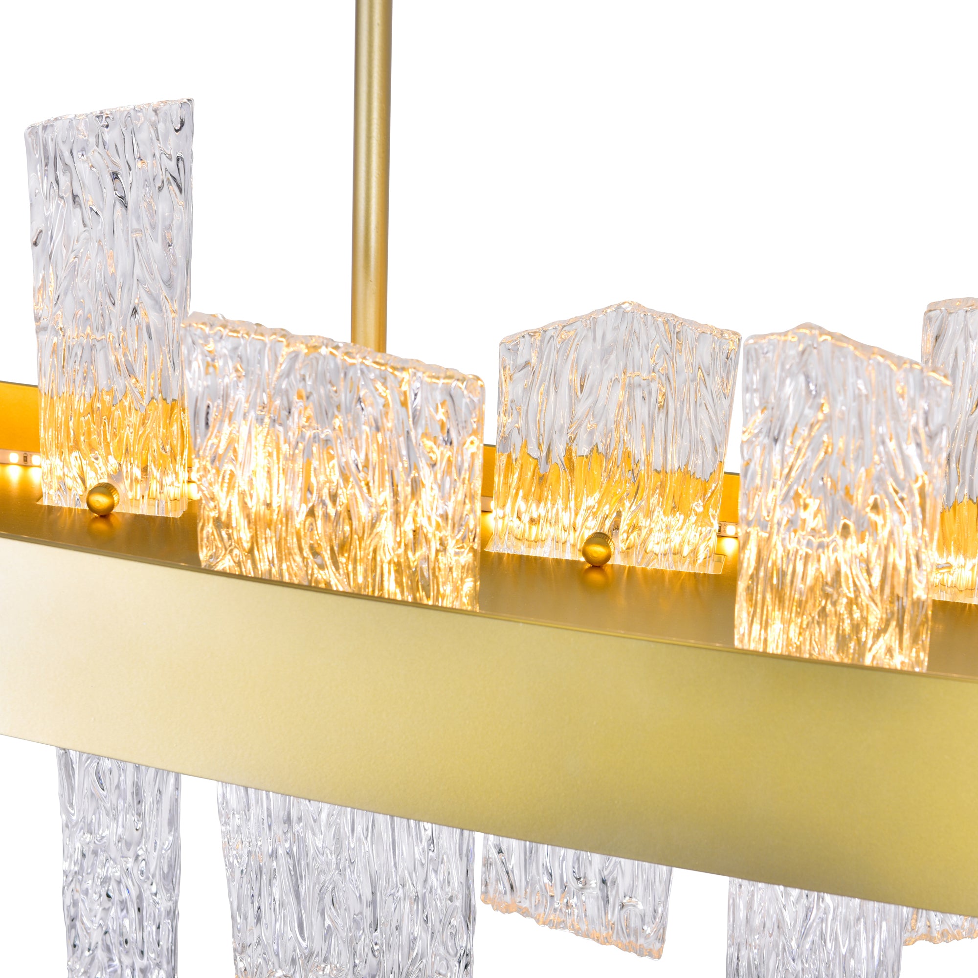 Guadiana Integrated LED 39in Satin Gold Chandelier with Handcrafted Glass