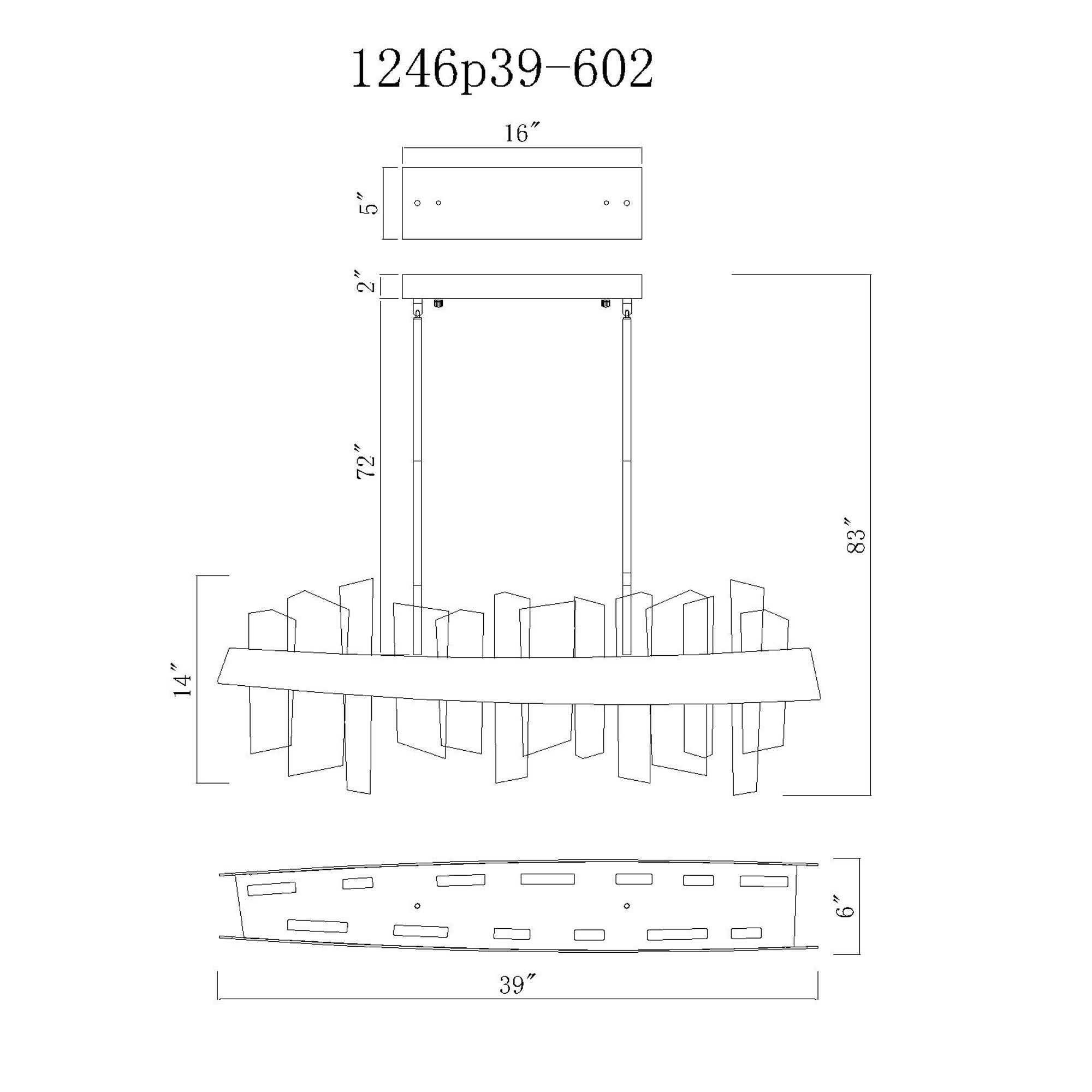 Guadiana Integrated LED 39in Satin Gold Chandelier with Handcrafted Glass