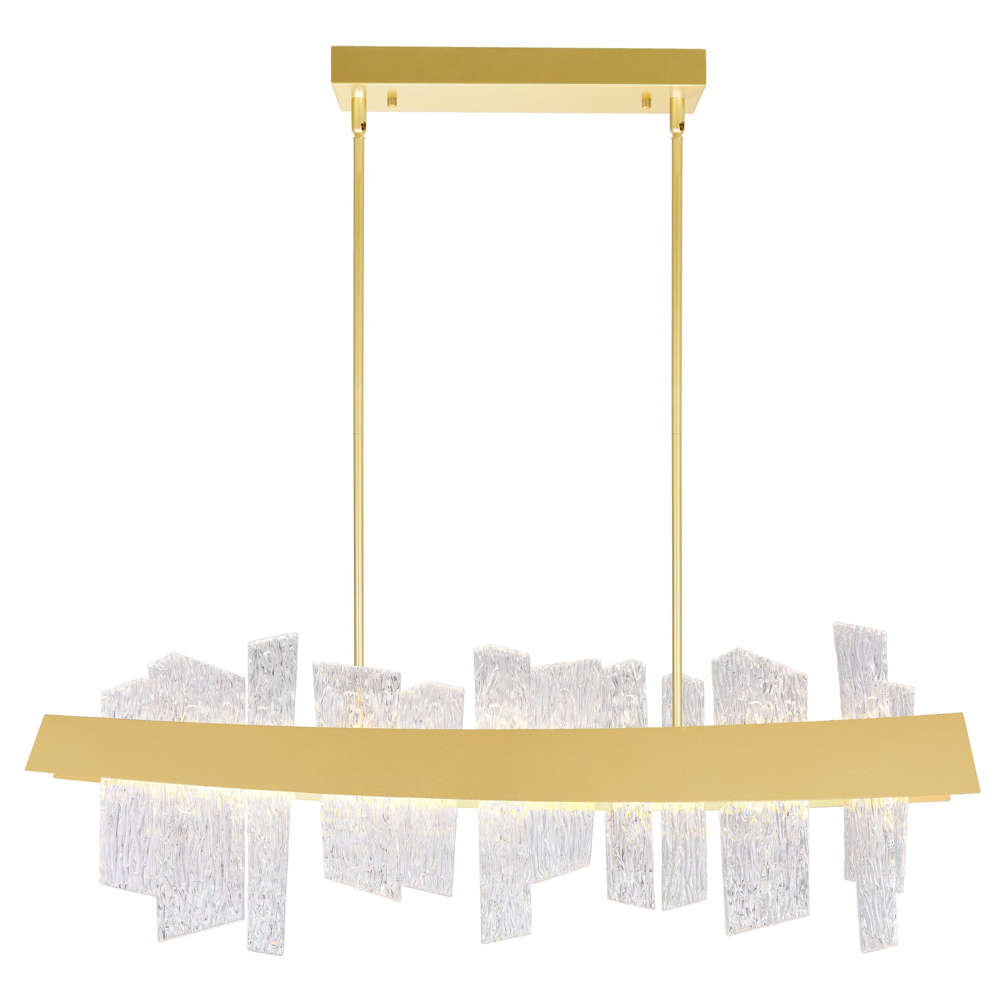 Guadiana Integrated LED 39in Satin Gold Chandelier with Handcrafted Glass