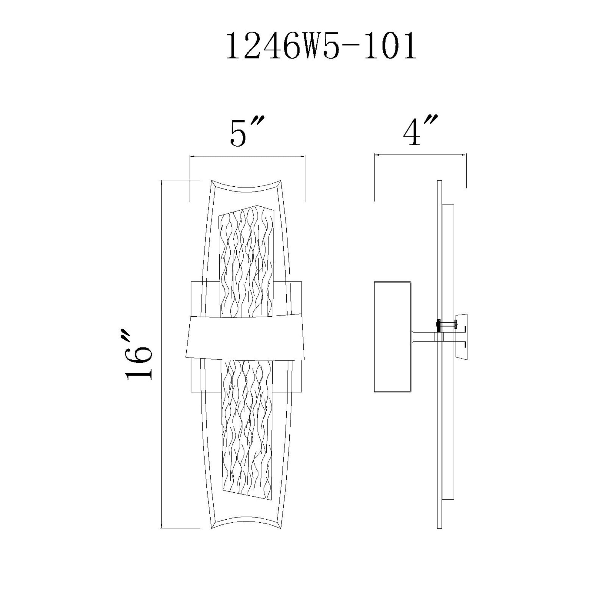 Guadiana Integrated LED 5in Black Wall Light with Handcrafted Glass