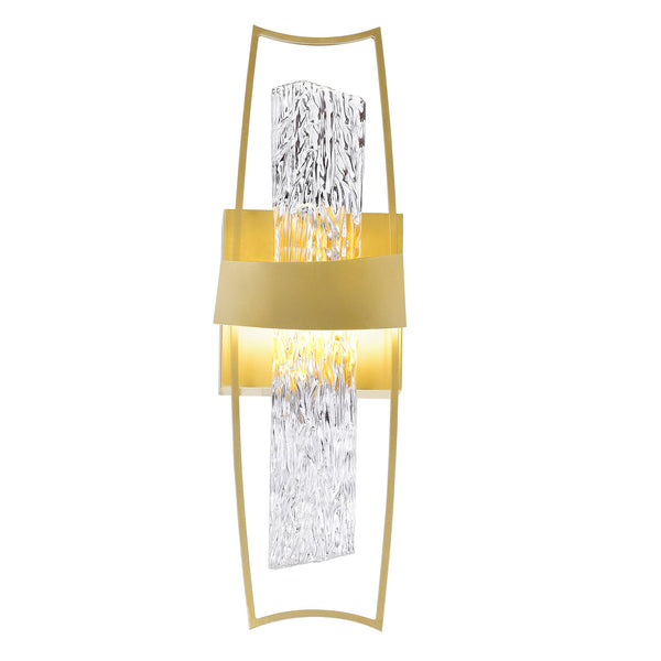 Guadiana Integrated LED 5in Satin Gold Wall Light with Handcrafted Glass