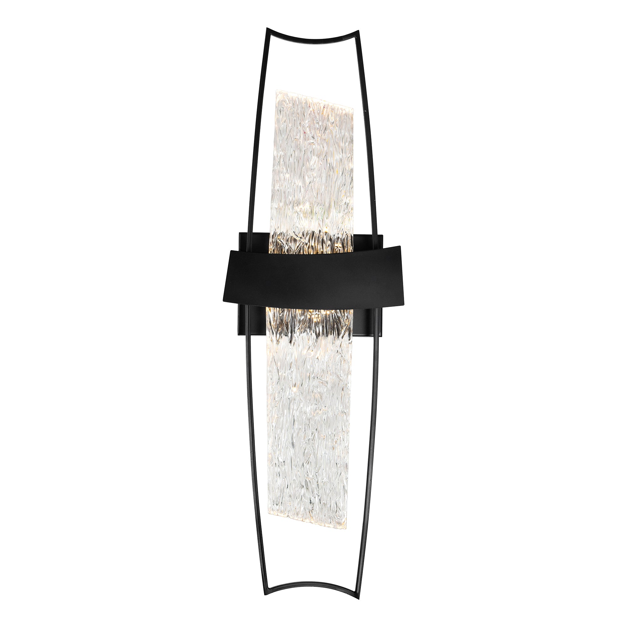 Guadiana Integrated LED 8in Black Wall Light with Handcrafted Glass
