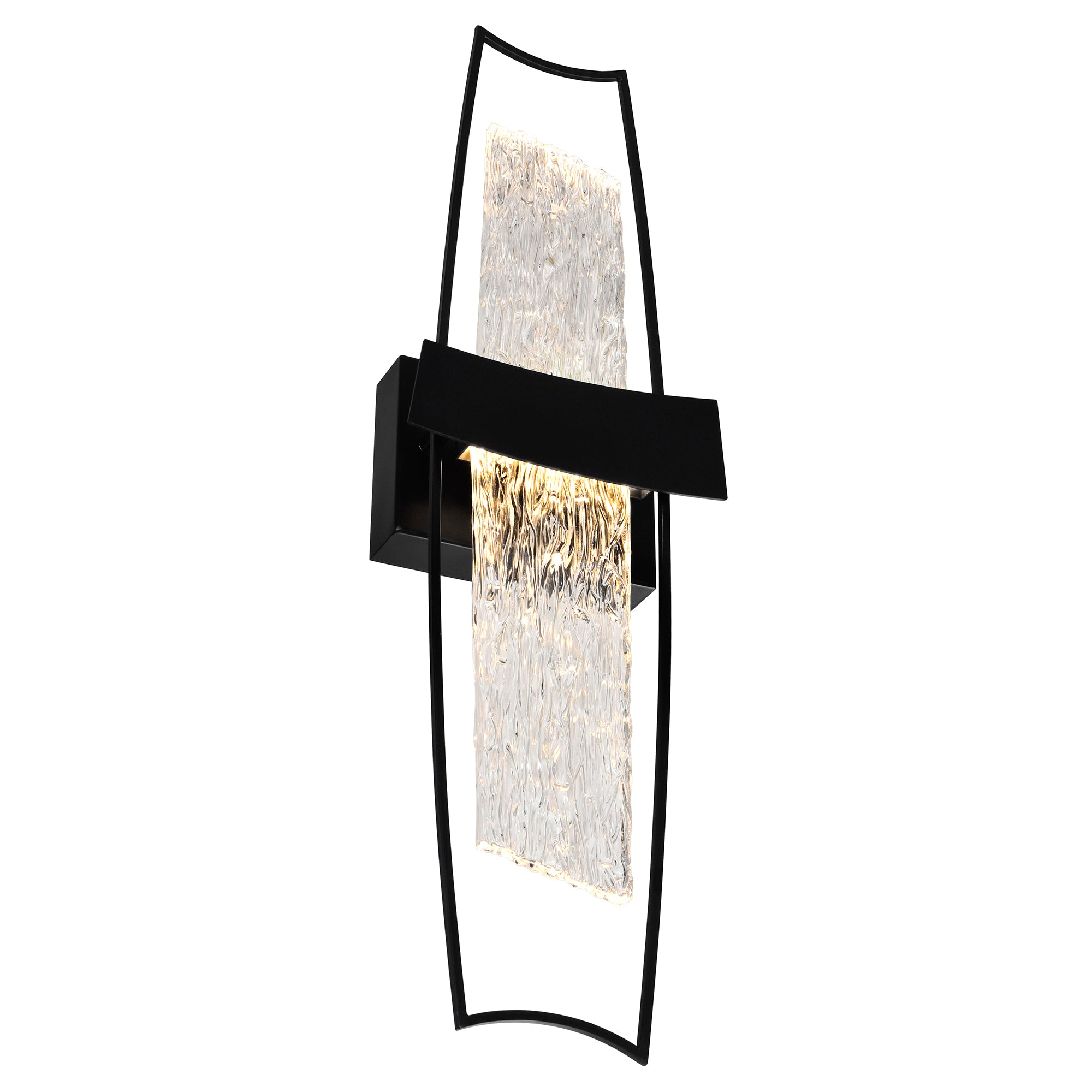 Guadiana Integrated LED 8in Black Wall Light with Handcrafted Glass