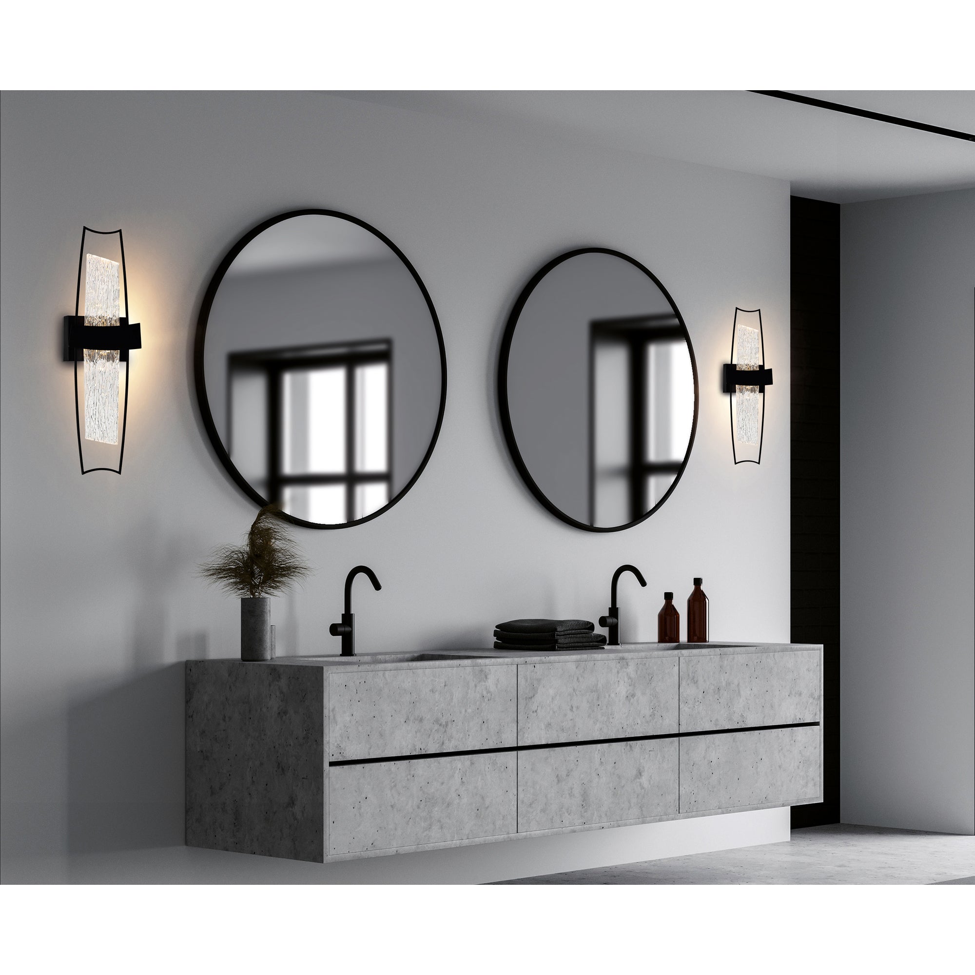 Guadiana Integrated LED 8in Black Wall Light with Handcrafted Glass