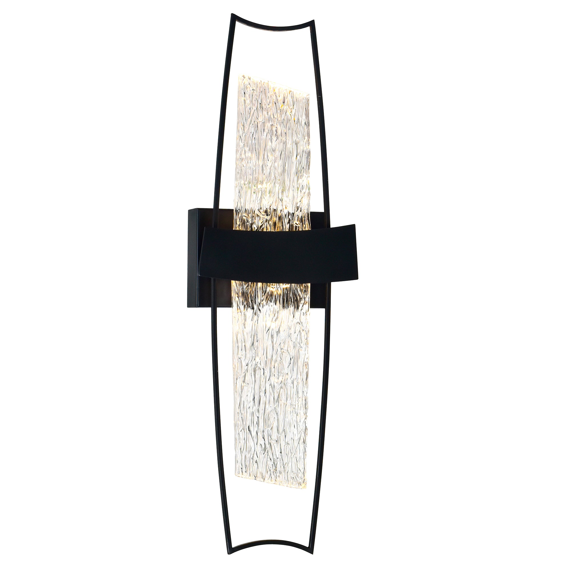Guadiana Integrated LED 8in Black Wall Light with Handcrafted Glass