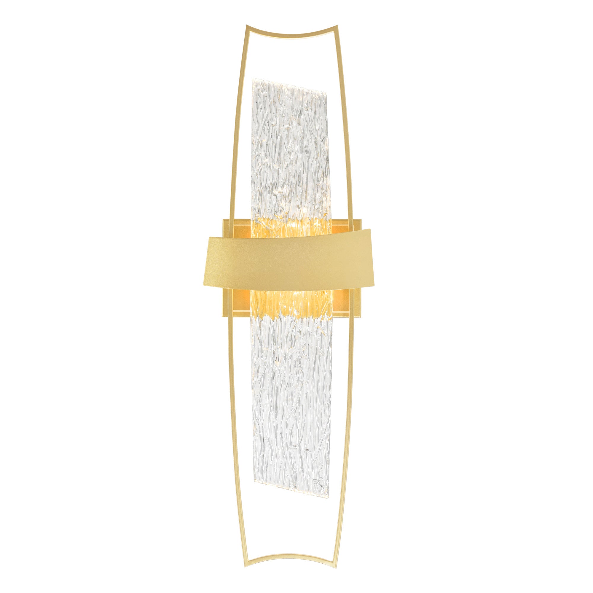 Guadiana Integrated LED 8in Satin Gold Wall Light with Handcrafted Glass